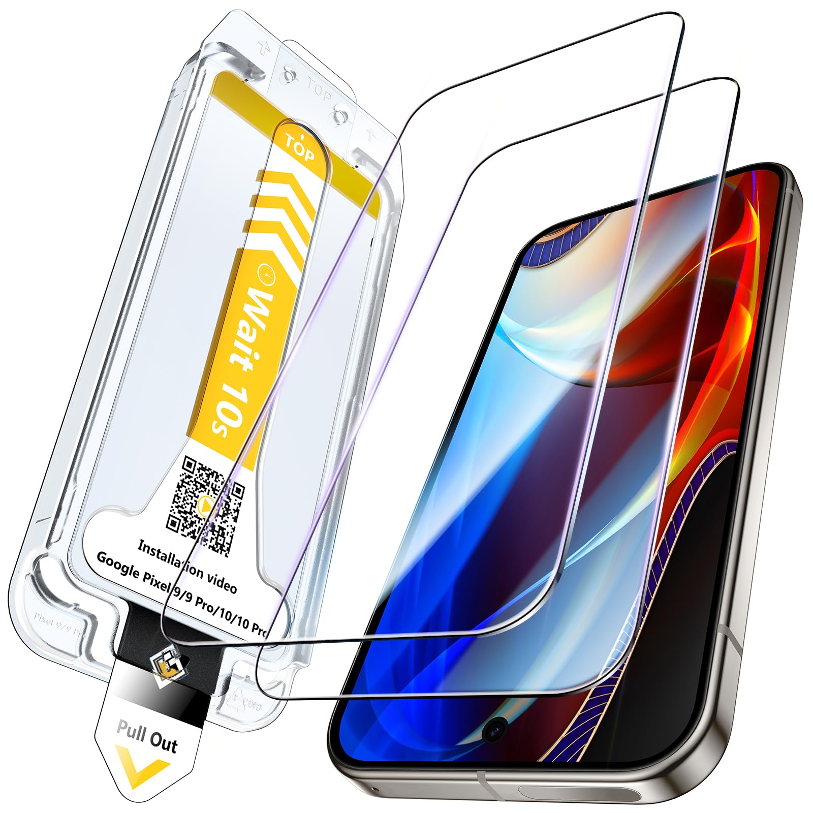 Protector De Pantalla Vidrio Templado Para Google Pixel 10/10 Pro, 9/9 Pro - 3 Unidades, Marco De Instalación
