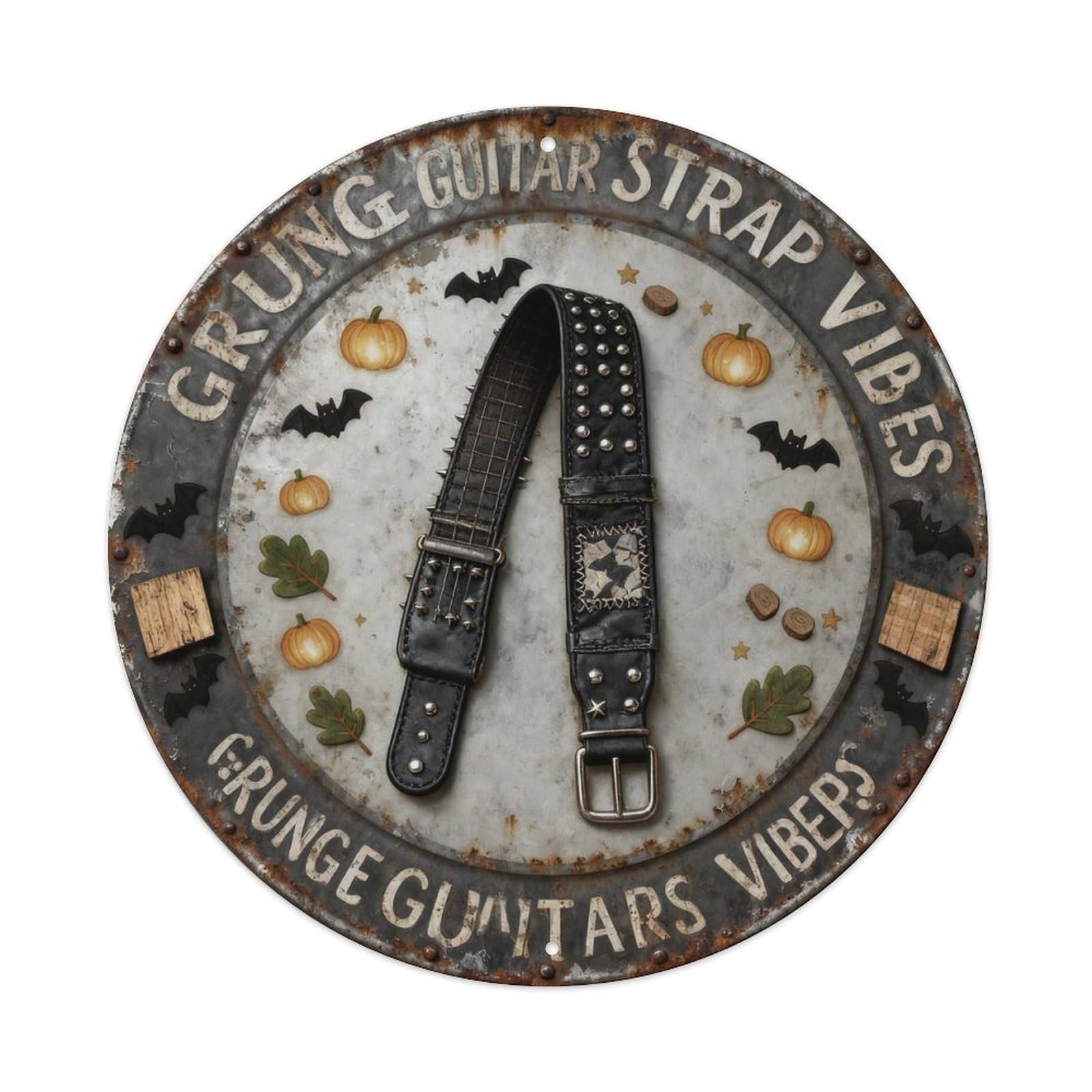 Grunge Guitar Strap Vibes Metal Tin Sign Plaque