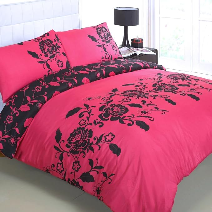 BLACK & PINK KING SIZE DUVET COVER BED SET Amazon.co.uk Home & Kitchen