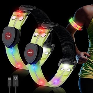 Taximi LED Armband Running Lights for Runners - USB Rechargeable Reflective Running Gear, Night Safety Light Up Band High Visibility for Running Jogging Cycling Dog Hiking Night Walking, 2 Pieces