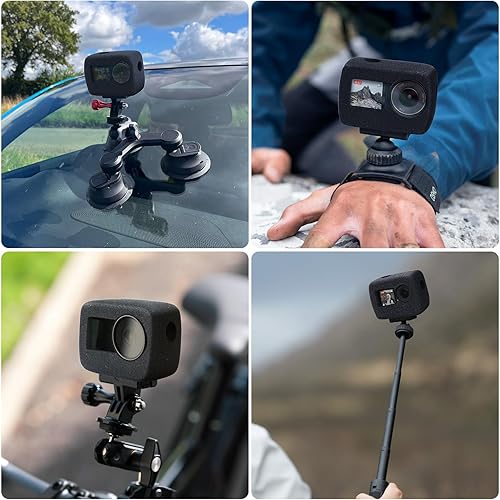 Miniatura 7 de HSU Windslayer - Funda para cámara de acción DJI Osmo Action 43, funda de marco de carcasa Windslayer, accesorio de reducción de ruido de video