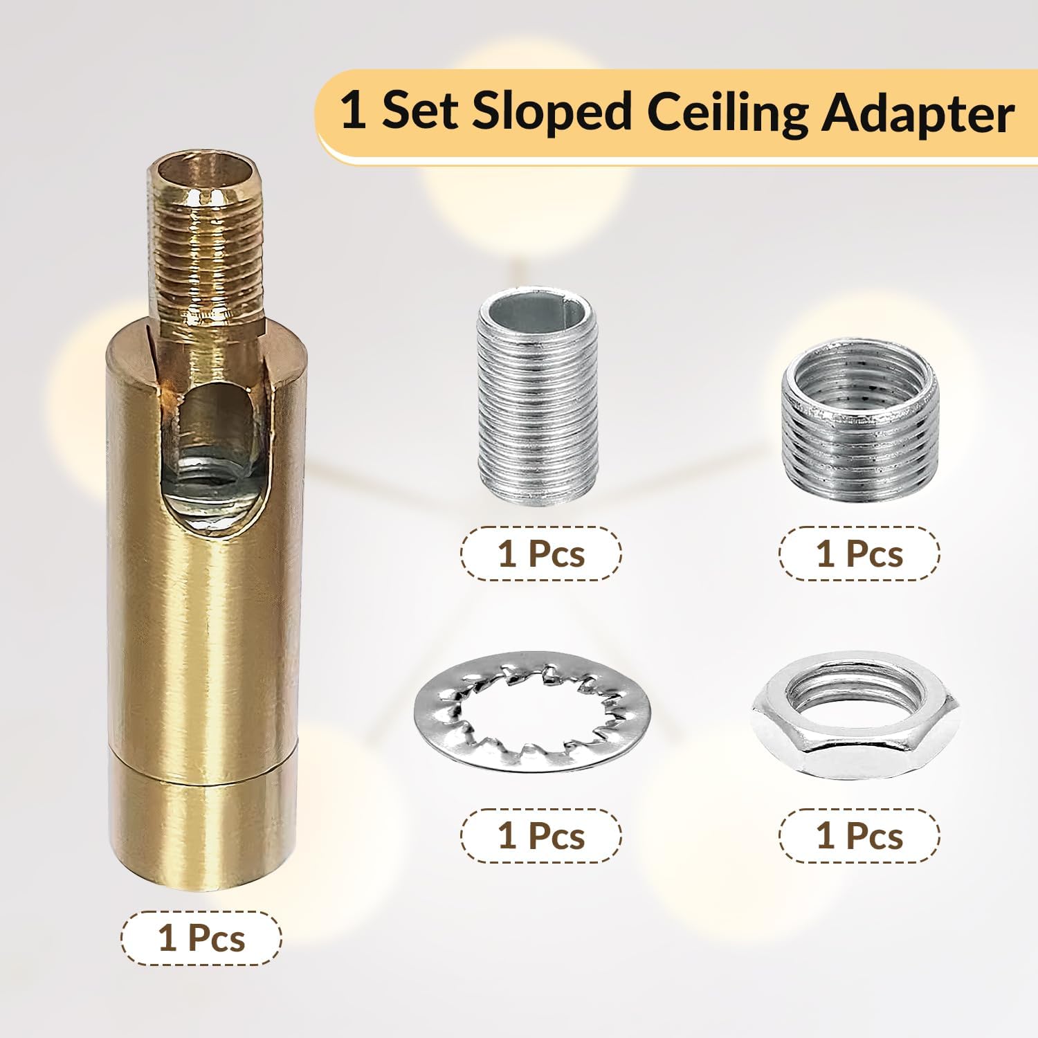 KCO Lighting Brass Sloped Ceiling Light Adapter, 2 Pack 180 Degree Pendant Suspension Canopy for Chandelier, Hanging Helper Suitable for Vaulted or Angle Ceiling