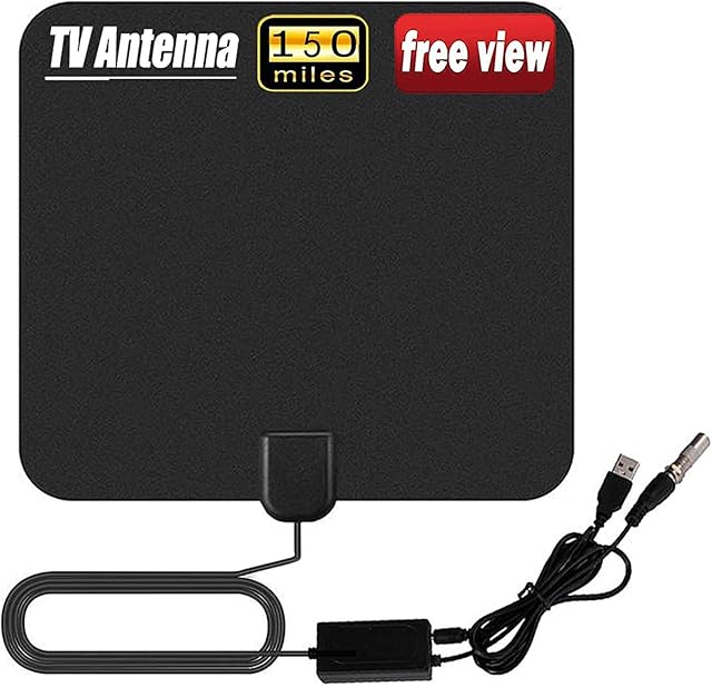 Indoor TV Aerial, 150 Miles Digital HDTV Amplified Antenna Arial Freeview 4K 1080P HD VHF UHF for Local Channels With Signal amplifier Support ALL Television-13ft Coax Cable