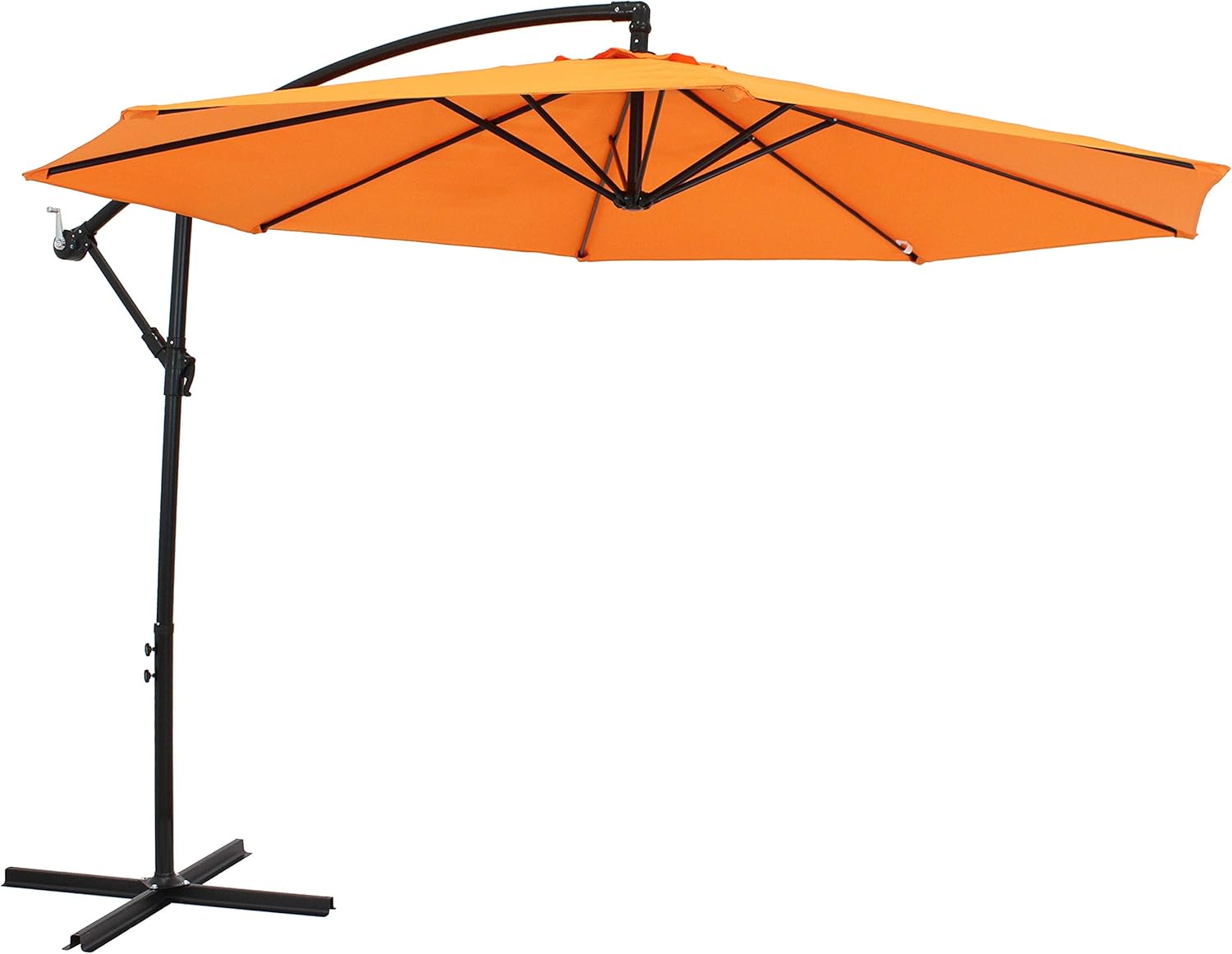 Sunnydaze 9.5-Foot Cantilever Umbrella with Air Vent, Cross Base, and Crank - Polyester Shade and Steel Pole