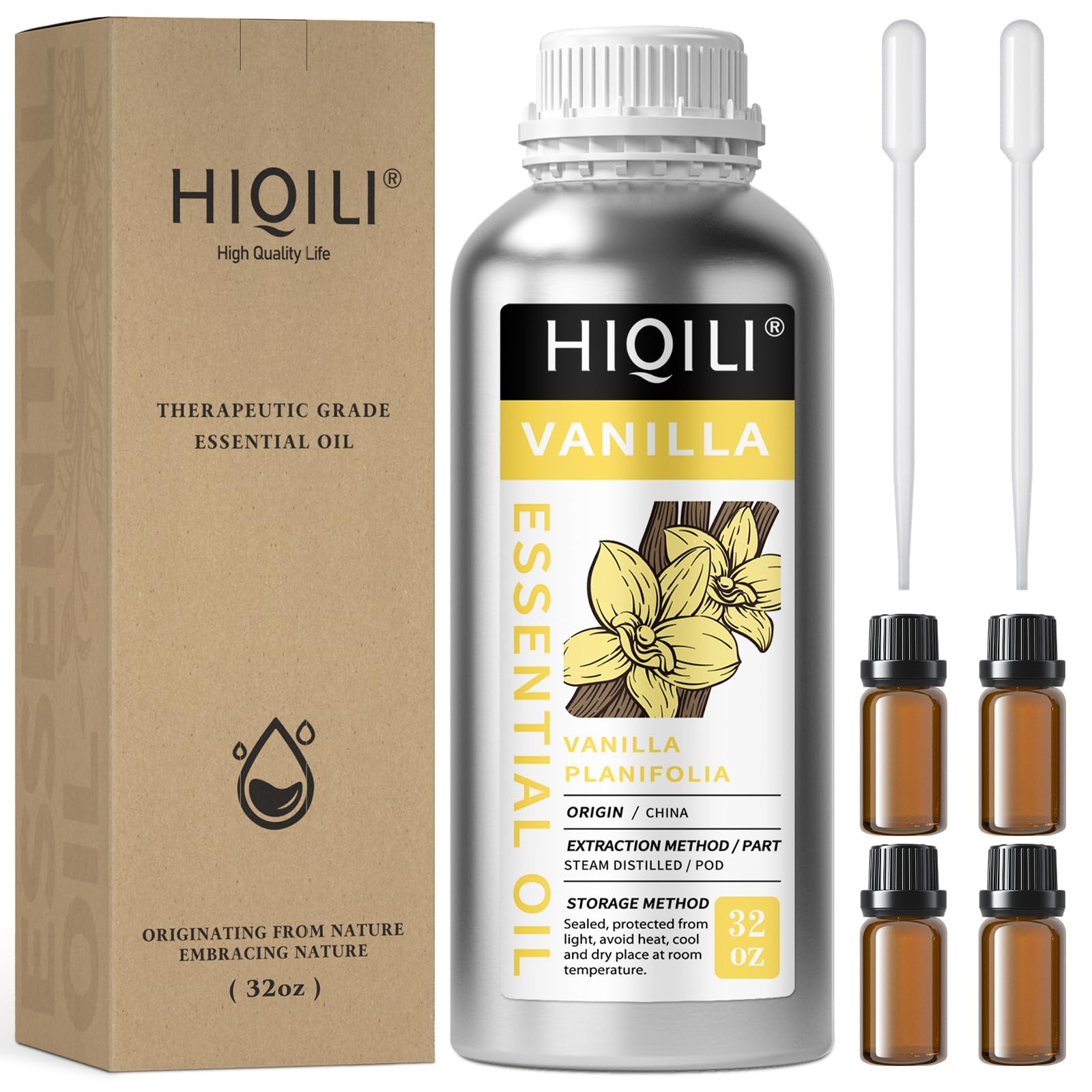 HIQILI Vanilla Essential Oil Bulk, Strong Scent for Candle Soap Making