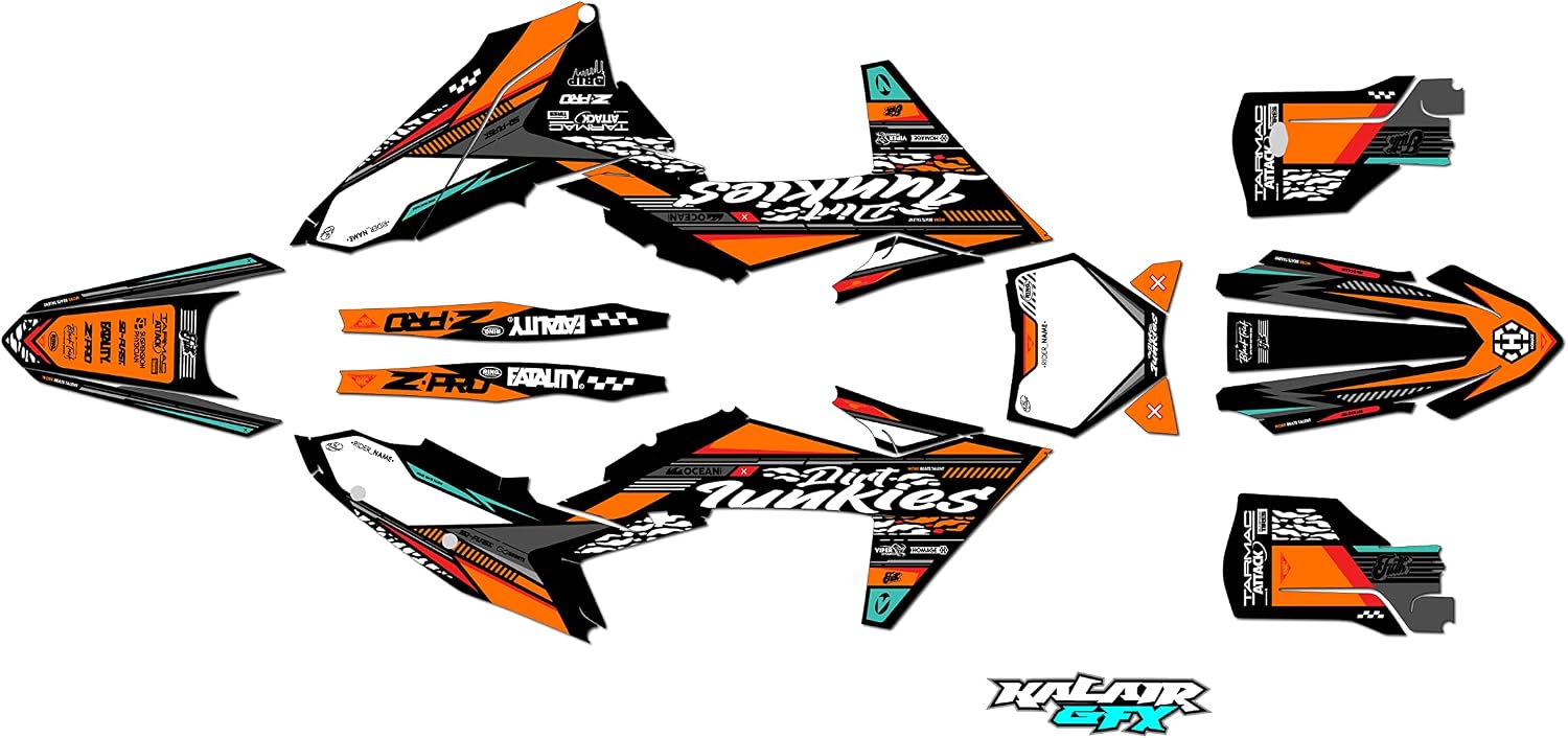 Graphics Kit for KTM ENDURO 2-STROKE 125XC, 250XC and 300XC (2023) Rugged Series Orange 16 Mil - Dirt pit bike motorcycle sticker, dirtbike racing decal motocross accessories no-plastics
