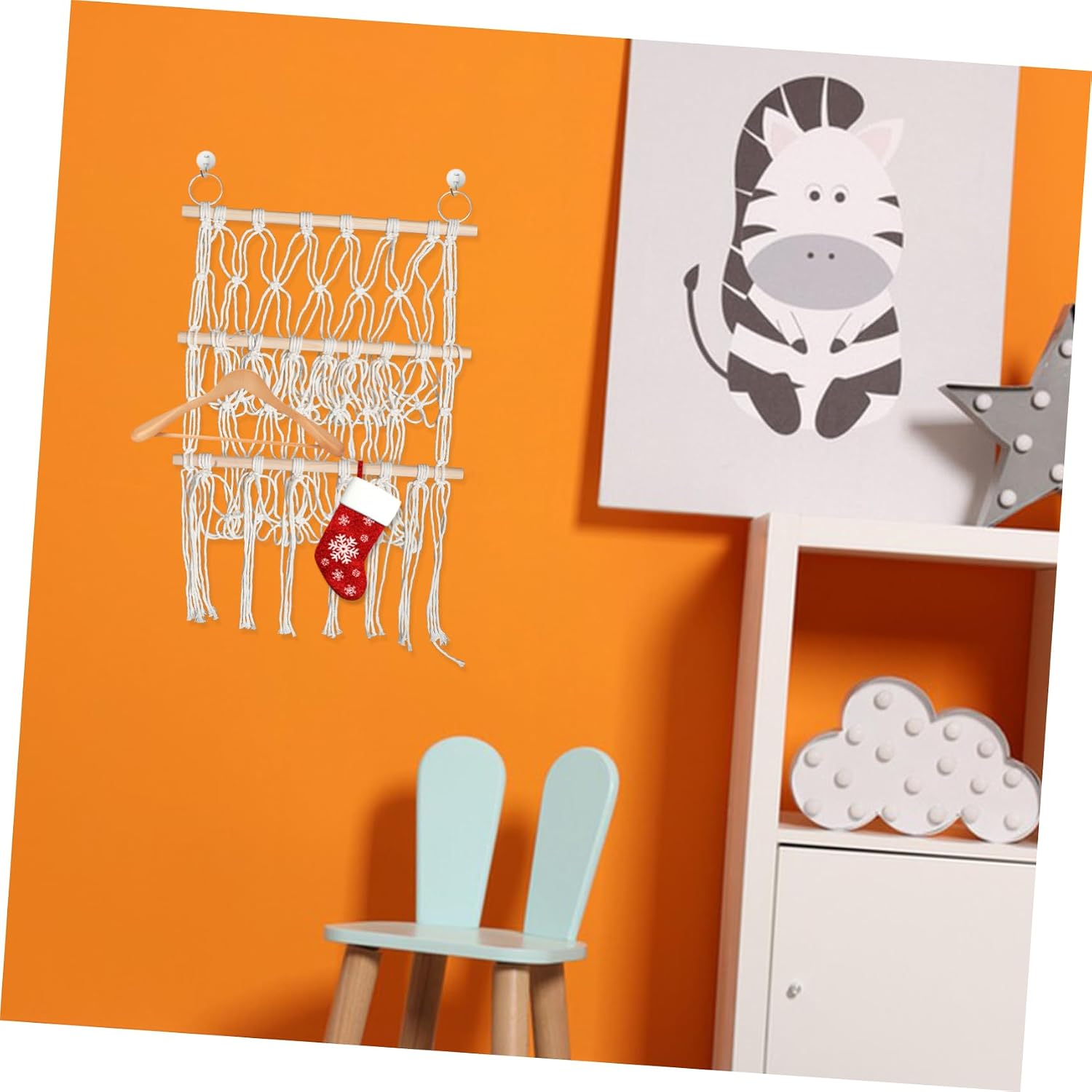 Bookshelf Decor Boys and Girls Storage Bins Wall Hanging Organizer Stuffed Animal Storage Net Cotton Mesh Bag