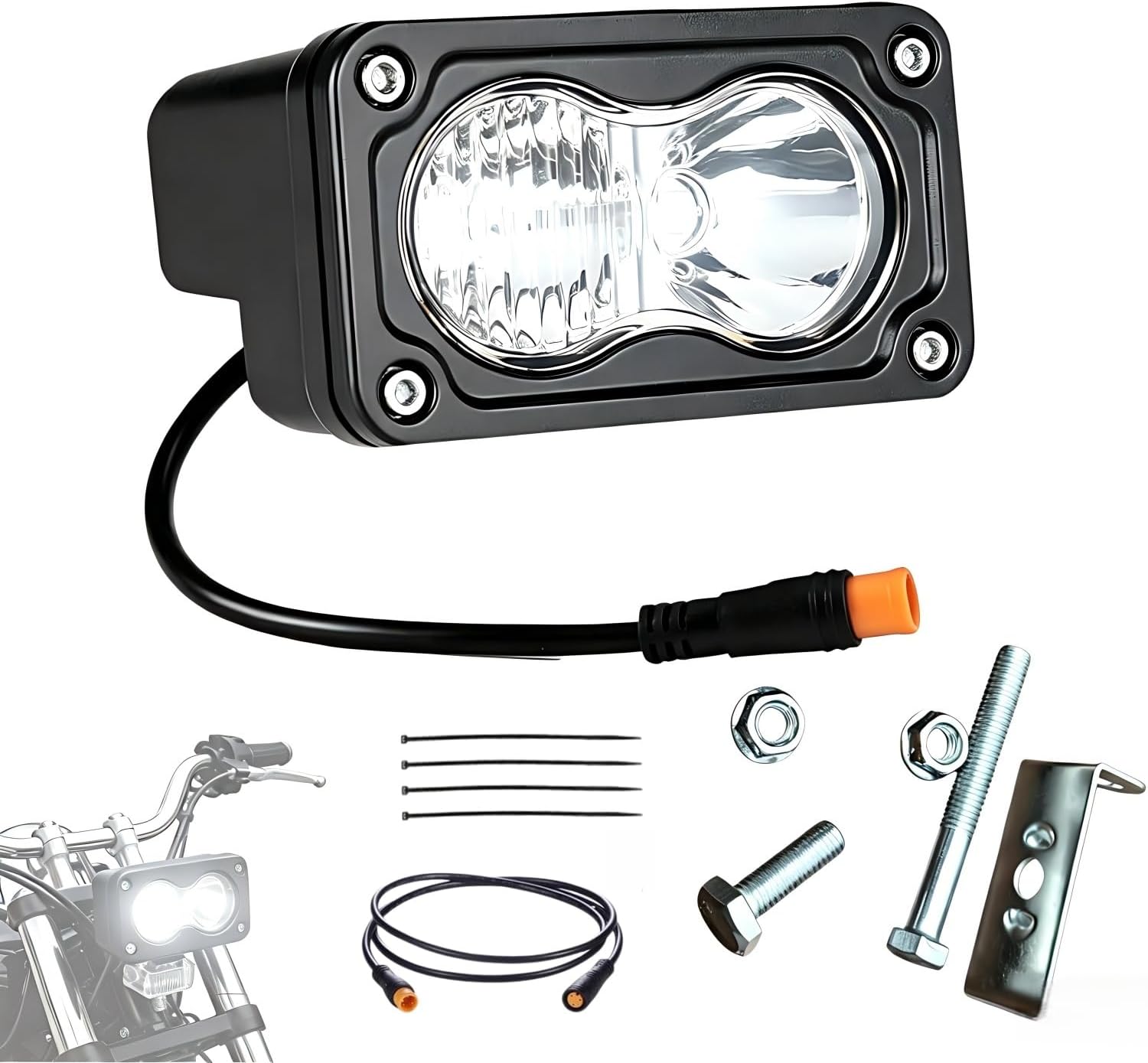 Baja Light Ridstar Q20, Ebike Headlight, 20W 6000K IP76 Waterproof 3 Pin, Bright Beam Protecting Night, Light Bar for Ridstar Q20