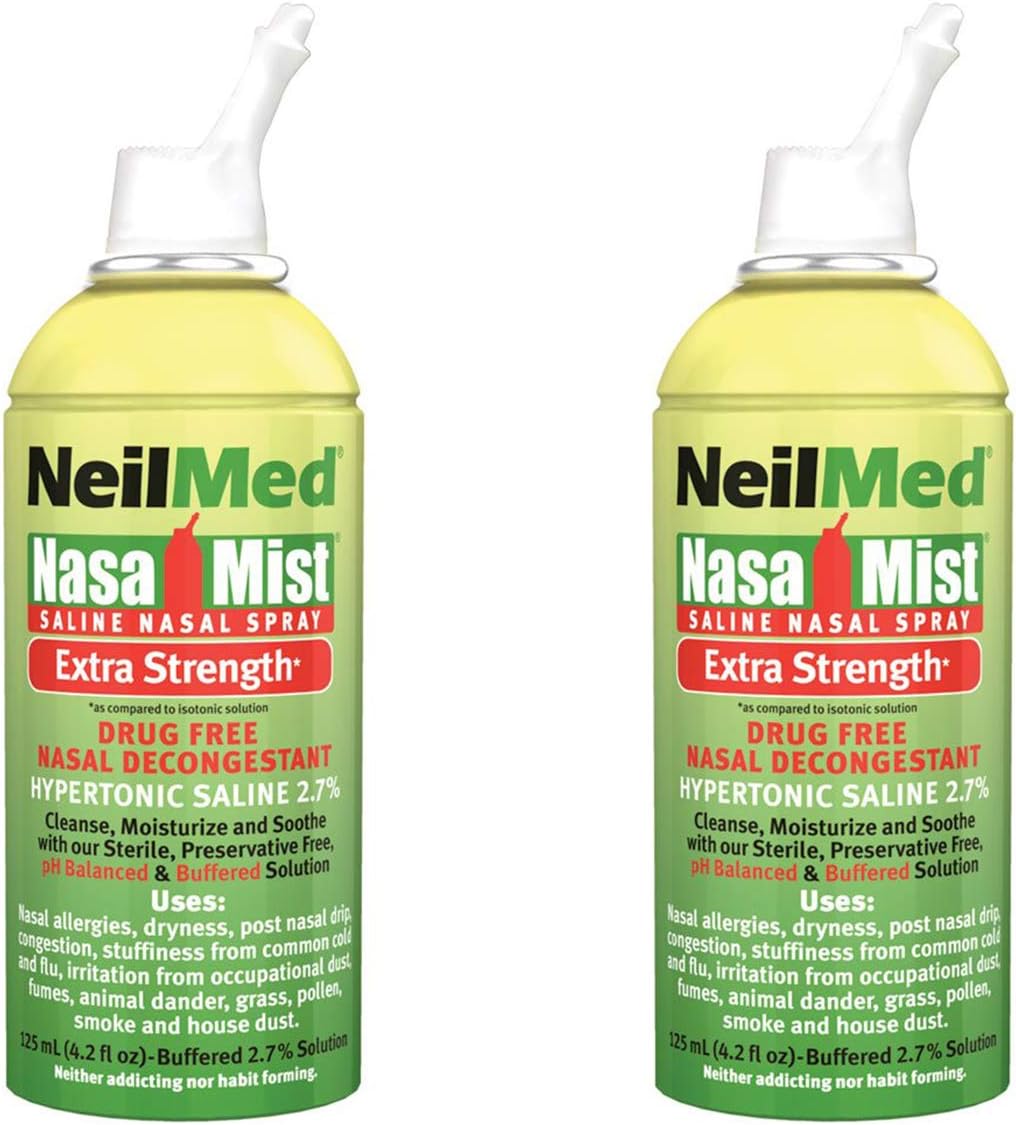 NasaMist Hypertonic Extra Strength Saline Spray, 125mL - 2 Pack