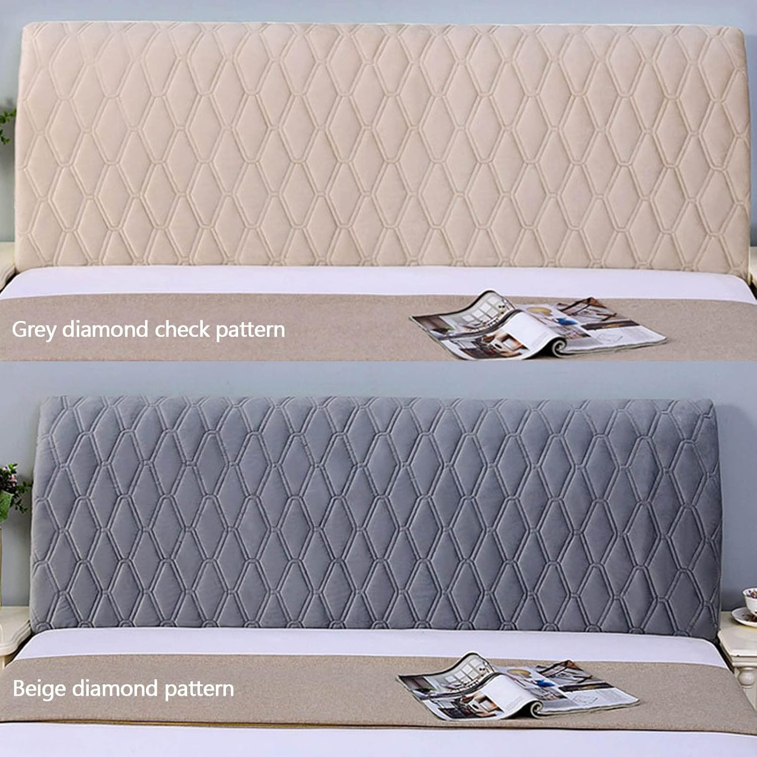 XOUVY Stretch Headboards Cover Slipcover King/Double/Single Sized Bed Headboards Slipcover Washable Protector Slipcover Solid Color Bedroom Decoration
