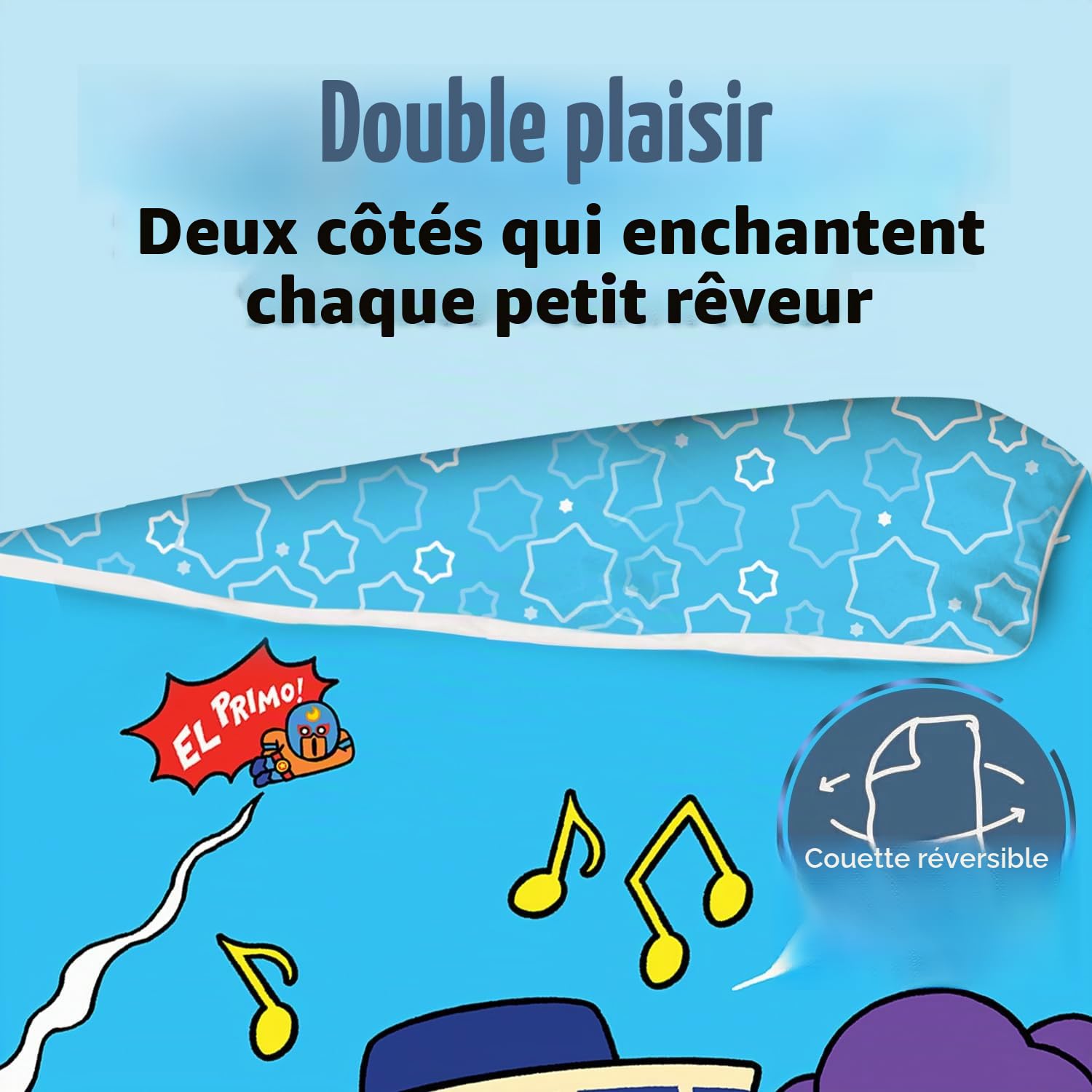 Familando Parure de lit réversible Brawl Stars - Motif EL Primo - 135 x 200 cm + 80 x 80 cm - 100 % coton - Qualité linon - Taille standard allemande