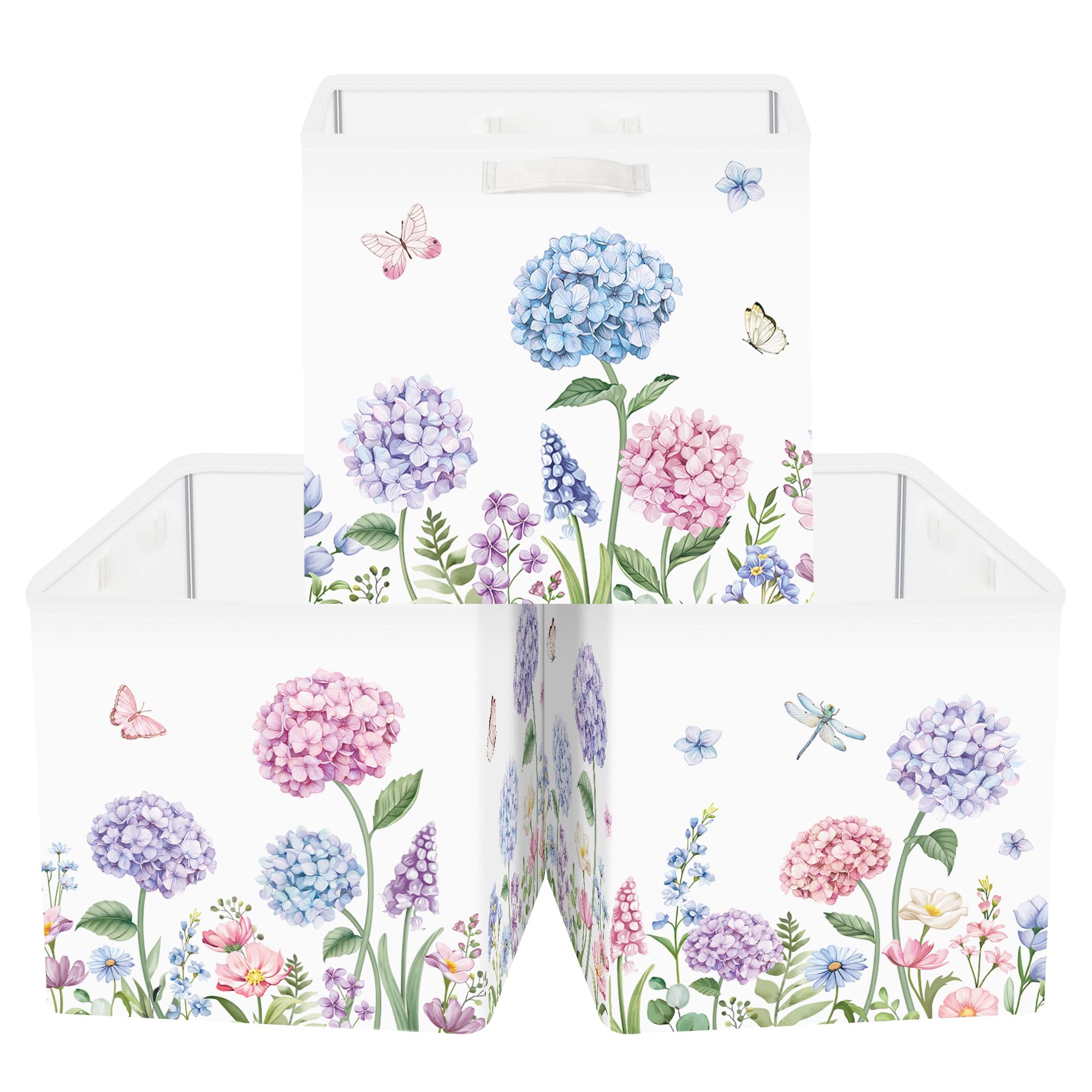 Clastyle 3 pcs Flowers Cube Storage Boxes for Shelves Kallax Boxes