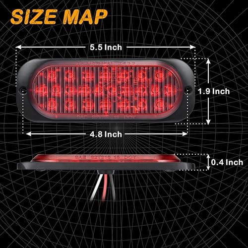 Miniatura 3 de AT-HAIHAN Paquete de 2 luces traseras de aluminio con carcasa de aluminio, 24 luces LED rojas para remolque, freno y giro, cumple con DOT,