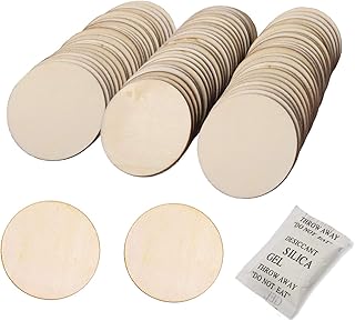 BEADNOVA Round Wood Circle Natural Unfinished Wooden Discs Plywood Circles Cutout for DIY Crafts (2 Inch, 50 Pieces)