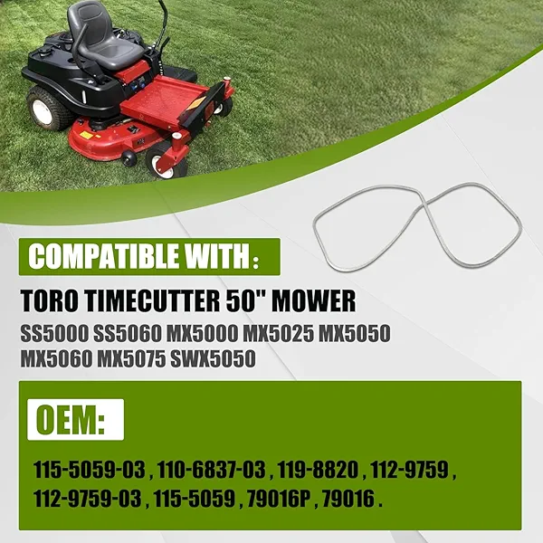 RANSOTO 50-Inch Mower Blade & Deck Belt Kit for Toro Timecutter SS5000/SS5060/MX5000 Series | Replaces OEM 115-5059-03, 110-6837-03, 119-8820 | Commercial-Grade Dual Pack