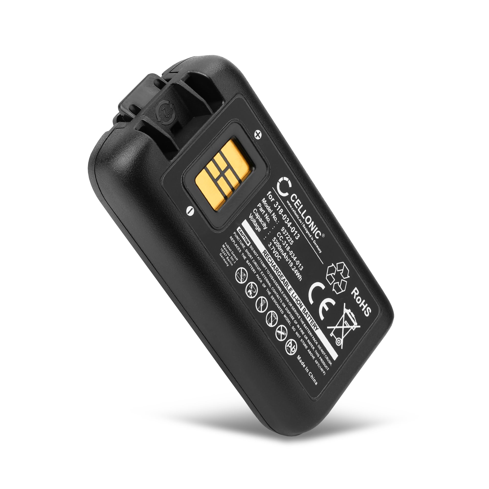 CELLONIC 1x Akku kompatibel mit Honeywell CK3, CK3B, 318-034-001 | 1x, (5200mAh-3.7V-Lithium-Ionen), Barcode Scanner Akku, für Honeywell CK3X, 318-034-034, 318-034-003, 318-034-023, CK75, CK71