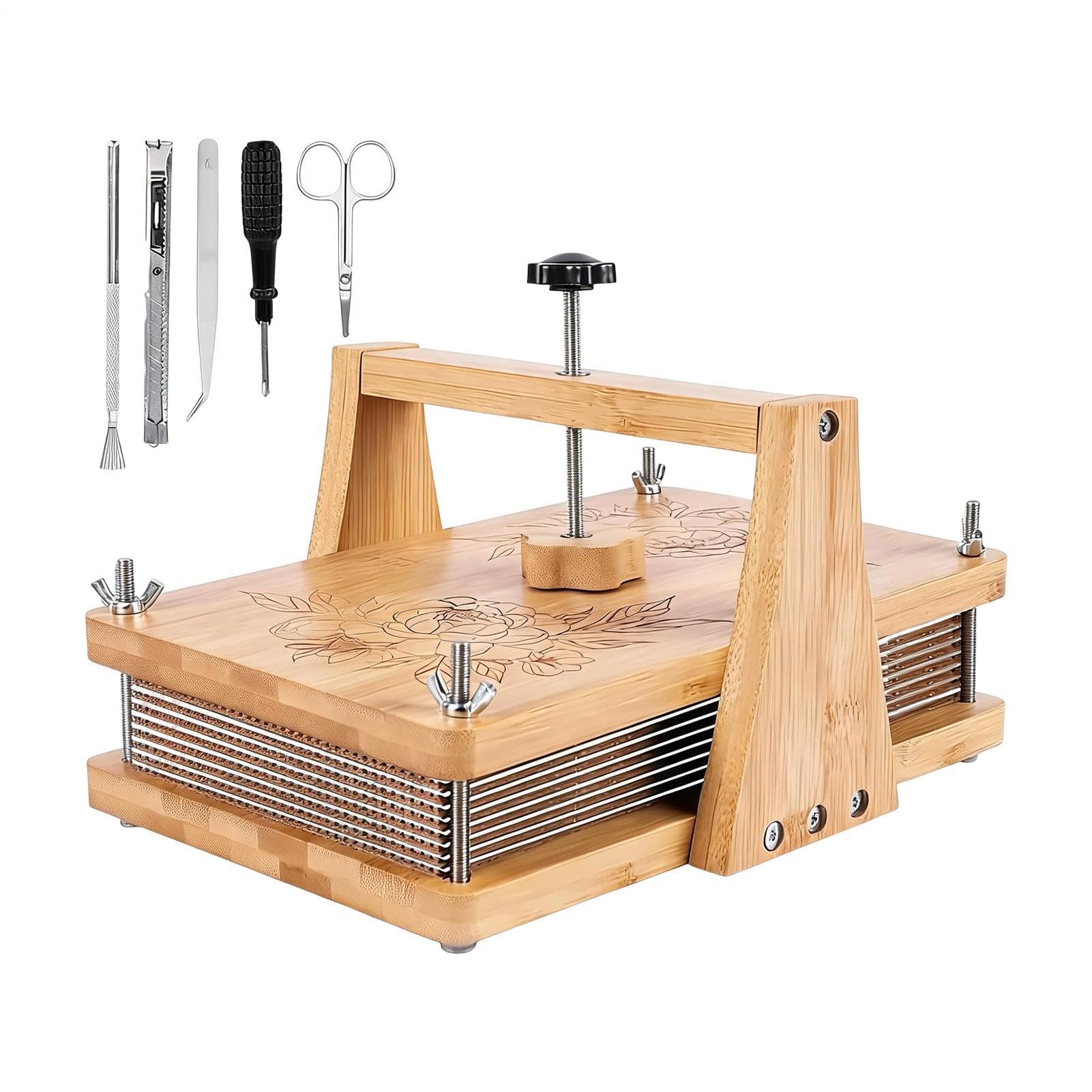 Kit Prensado De Flores Multicapa Ajustable de Madera Que Ahorra Tiempo | Kit De Prensa Para Especímenes Vegetales Con Marco Apto Para Escuela Aula Kindergarten Biblioteca Taller Hogar Jardín