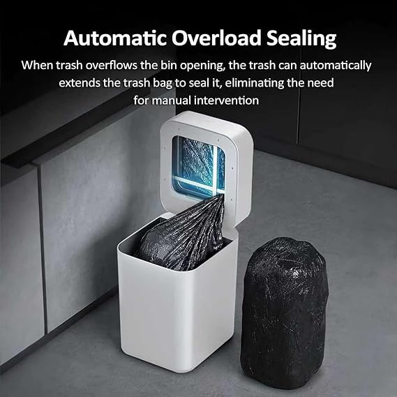 Automatic Sensor Trash Can with Lid, Self-Sealing and Self-Changing, for Kitchen, Bathroom, Bedroom, Home Office