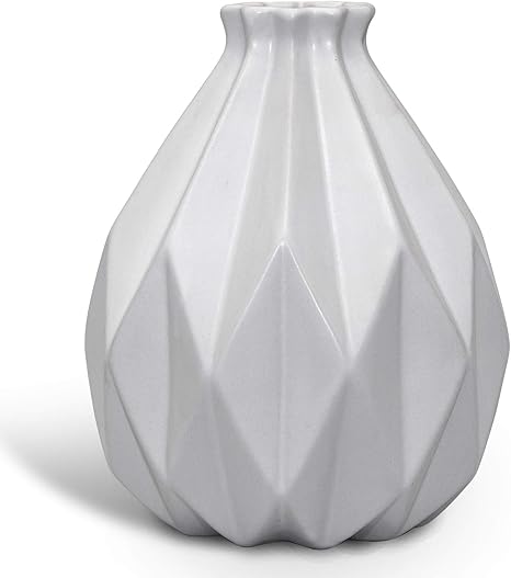 Newqz 現代 幾何学 模様 石器 花瓶 磁器 花瓶 スタイル3 ホワイト 花瓶 オンライン通販