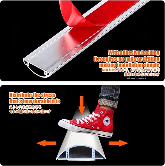Canaleta para cables de piso, diseño autoadhesivo que previene riesgos de tropiezo por cables; apta para oficinas y entornos exteriores (grano de madera blanco, No. 3-1 m) miniatura 8