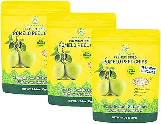 NOKKI FARM Premium Dried Pomelo Peel | Crunchy | Slightly sweet and tangy | Low Sugar | Healthy | Portable On-The-Go 1.76oz x 3 packs