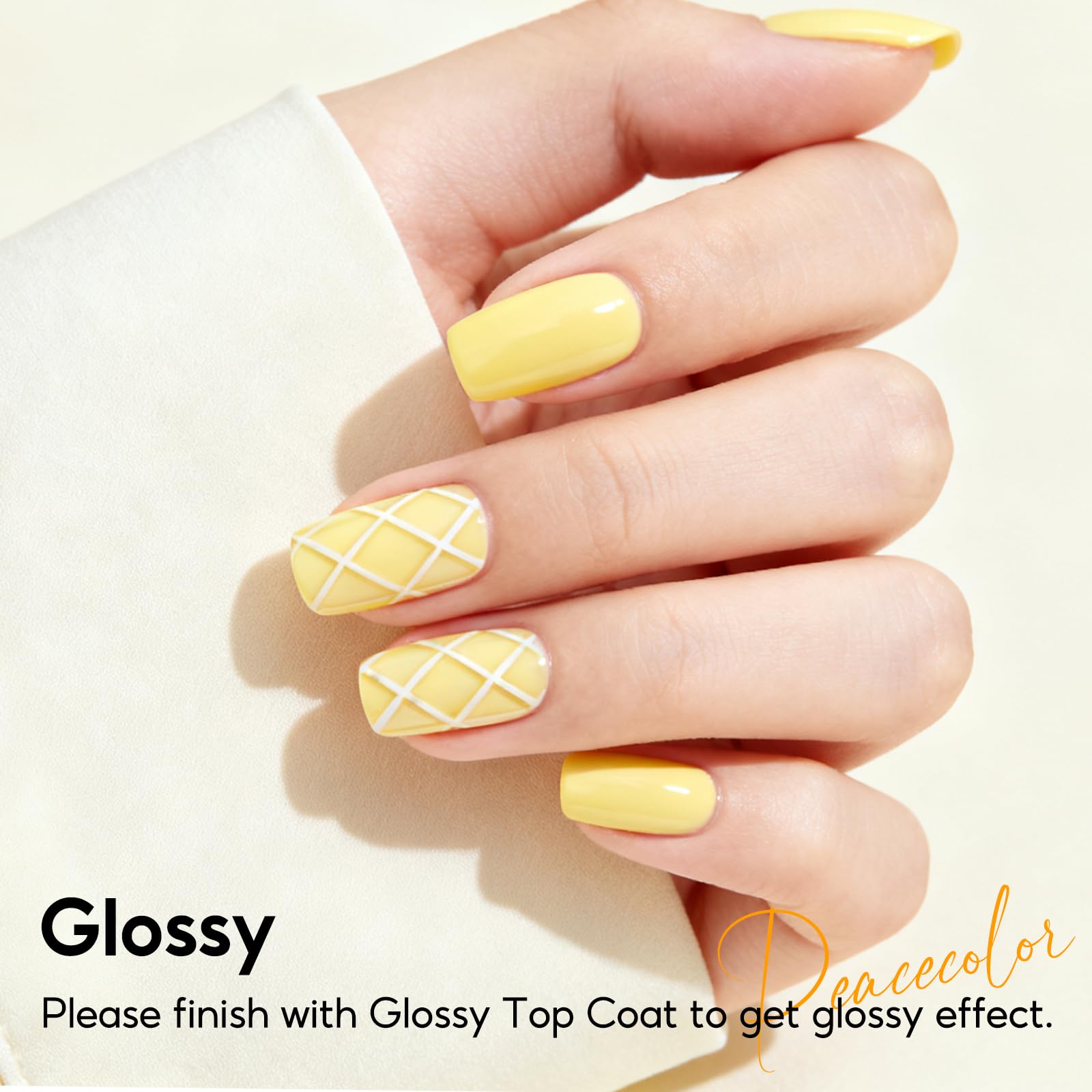 PEACECOLOR Vernis Gel UV Semi Permanent Jaune, 10ML Vernis à ongles Soak Off UV/LED Gel Nail Polish DIY Cadeau pour Femme