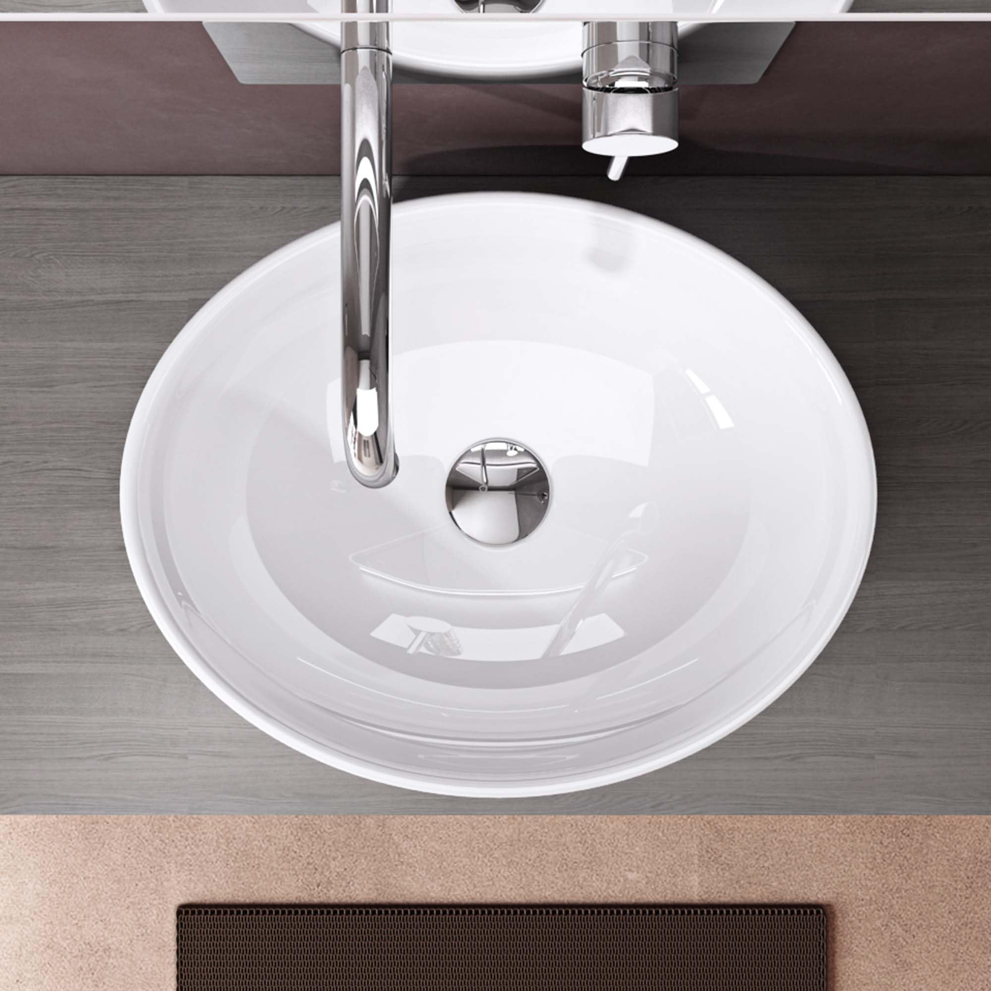 doporro Lavabo da Appoggio Ovale 42 cm per Bagno, Lavamani Soprapiano | Lavandino per Bagno in Ceramica, Colore Bianco, Finitura Lucida, Rivestimento Nano Incluso, Uso in Bagno e WC Ospiti