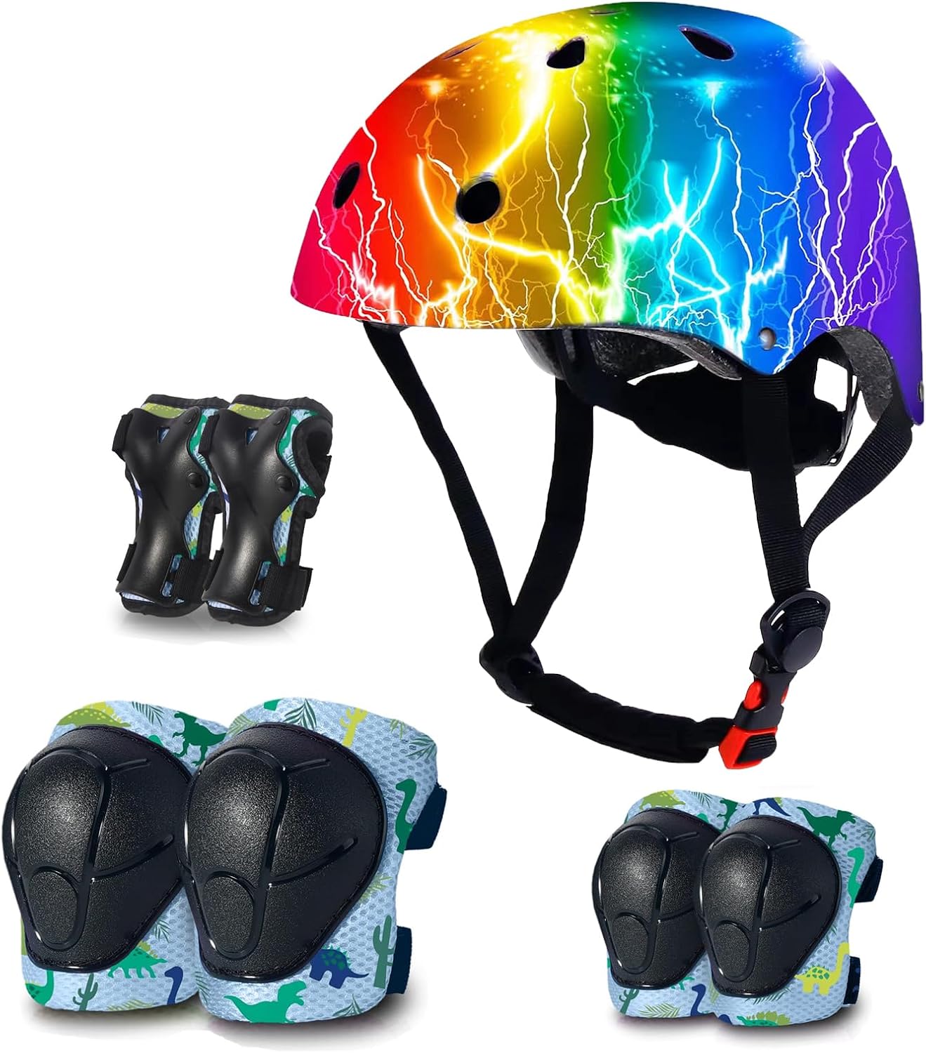 Gradient Color Kids Protective Gear Set Knee Pads for Kids 2-14 Years & Kids/Toddler Bike Helmet for Boys Girls