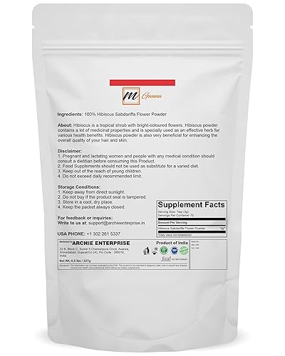 Miniatura 2 de Polvo de flor de hibisco Sabdariffa 100% puro y natural para cabello, salud y piel, 0.5 libras / 227 GMS