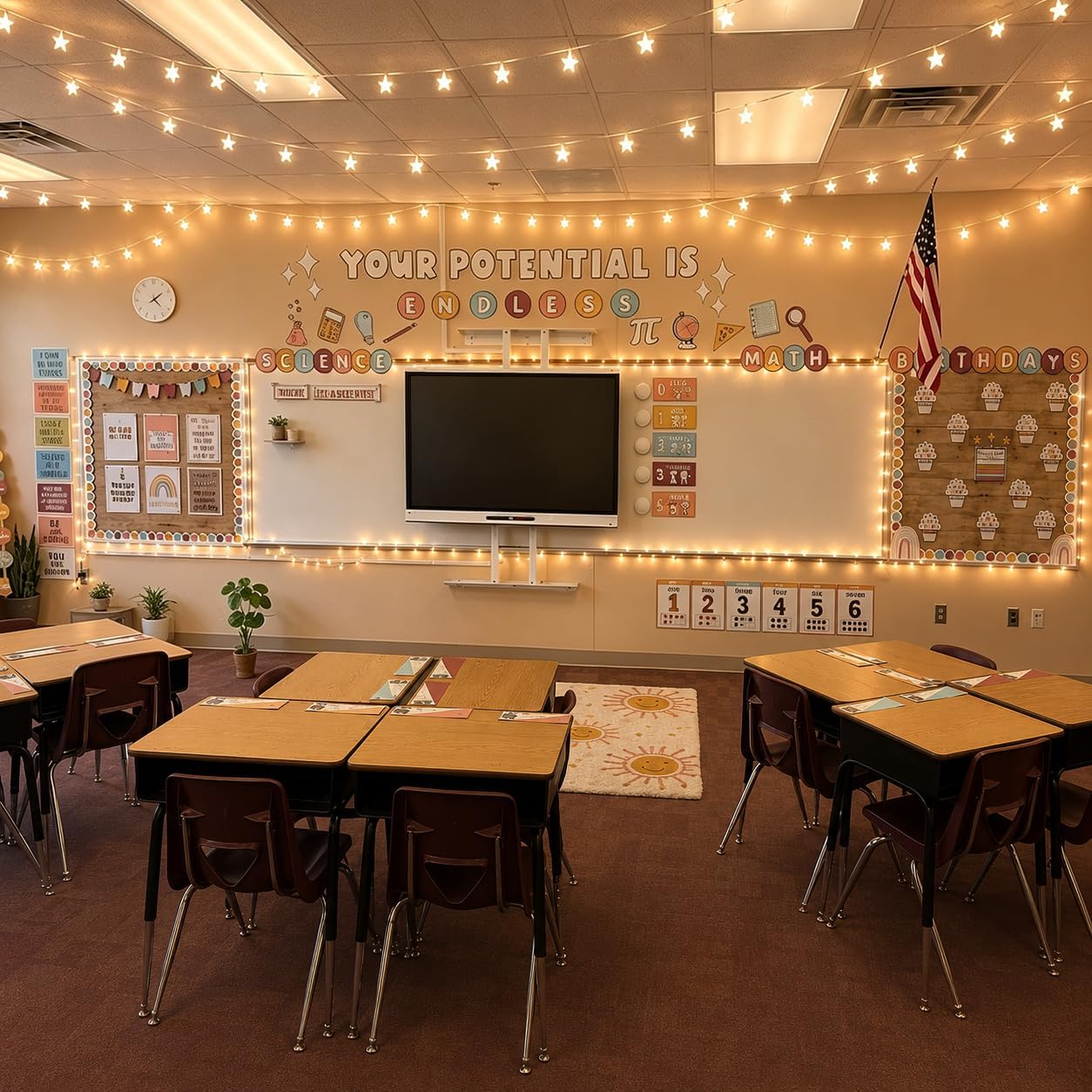 Star String Lights for Classroom Decor, 33 ft 100 LED Plug-in Fairy Lights | Warm white hanging lights with 8 modes for bulletin boards, reading corners, classroom walls and back-to-school decor