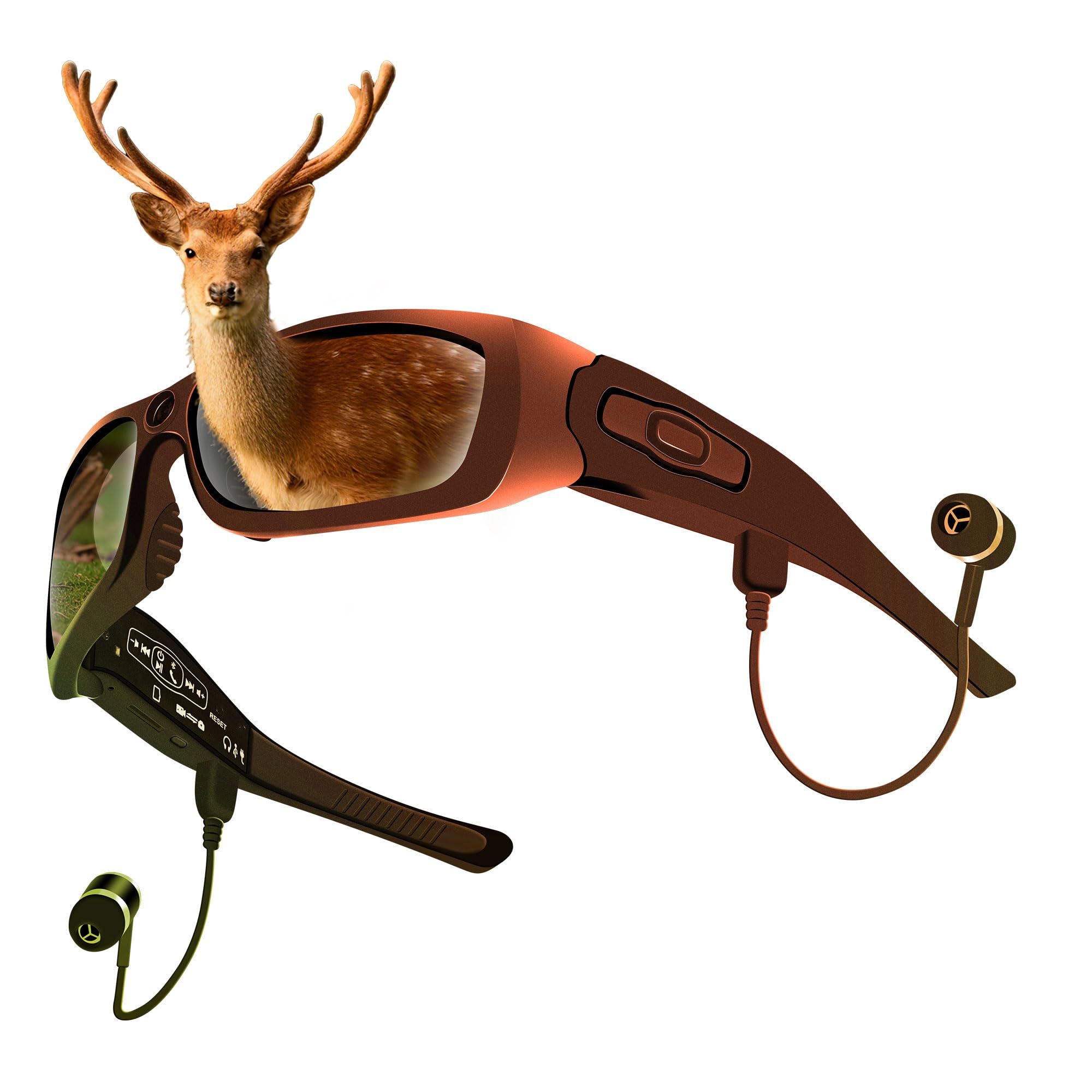 Mini Kamera,Brille mit Kamera Bluetooth,Videobrille 1080P mit Kopfhörer,Sonnenbrille Videobrille mit Polarisierten UV400-Gläsern,Tragbare Brille Camera für Outdoor-Sportarten,Radfahr