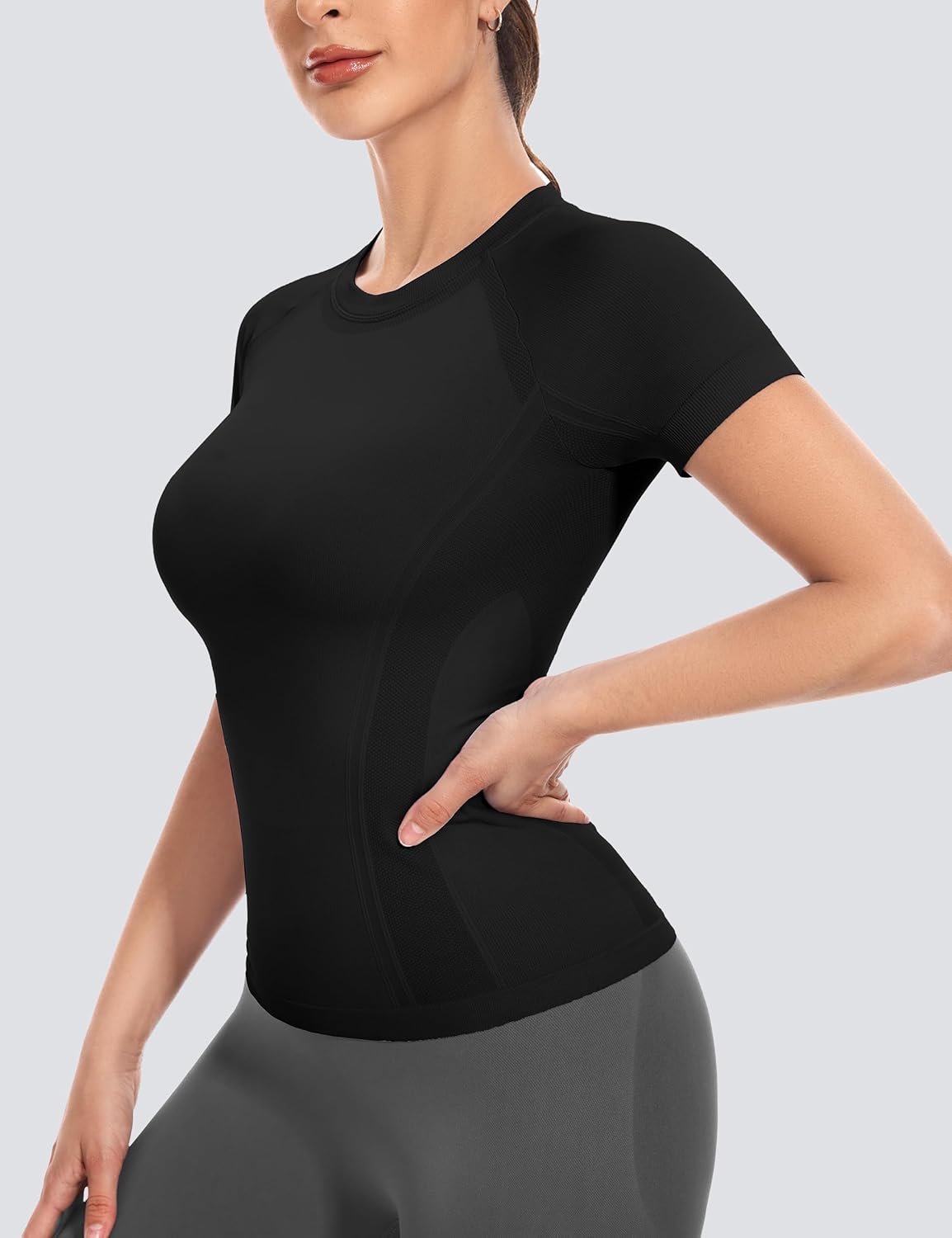 MathCat Short Sleeve Workout Tops for Women,Workout Shirts for Women,Seamless Yoga Athletic Shirts Gym Running Shirts - Image 2