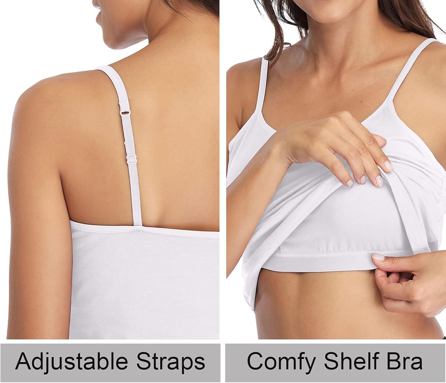 beautyin Women's Camisole with Shelf Bra Spaghetti Straps Cami Tanks at  Women’s Clothing store