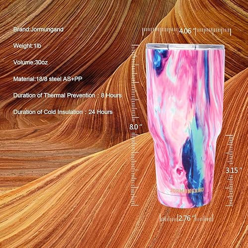 Miniatura 5 de Jormungand Vaso de 30 onzas con pajilla, botella de agua de acero inoxidable aislada al vacío con tapas de repuesto, taza de café amigable con tapa
