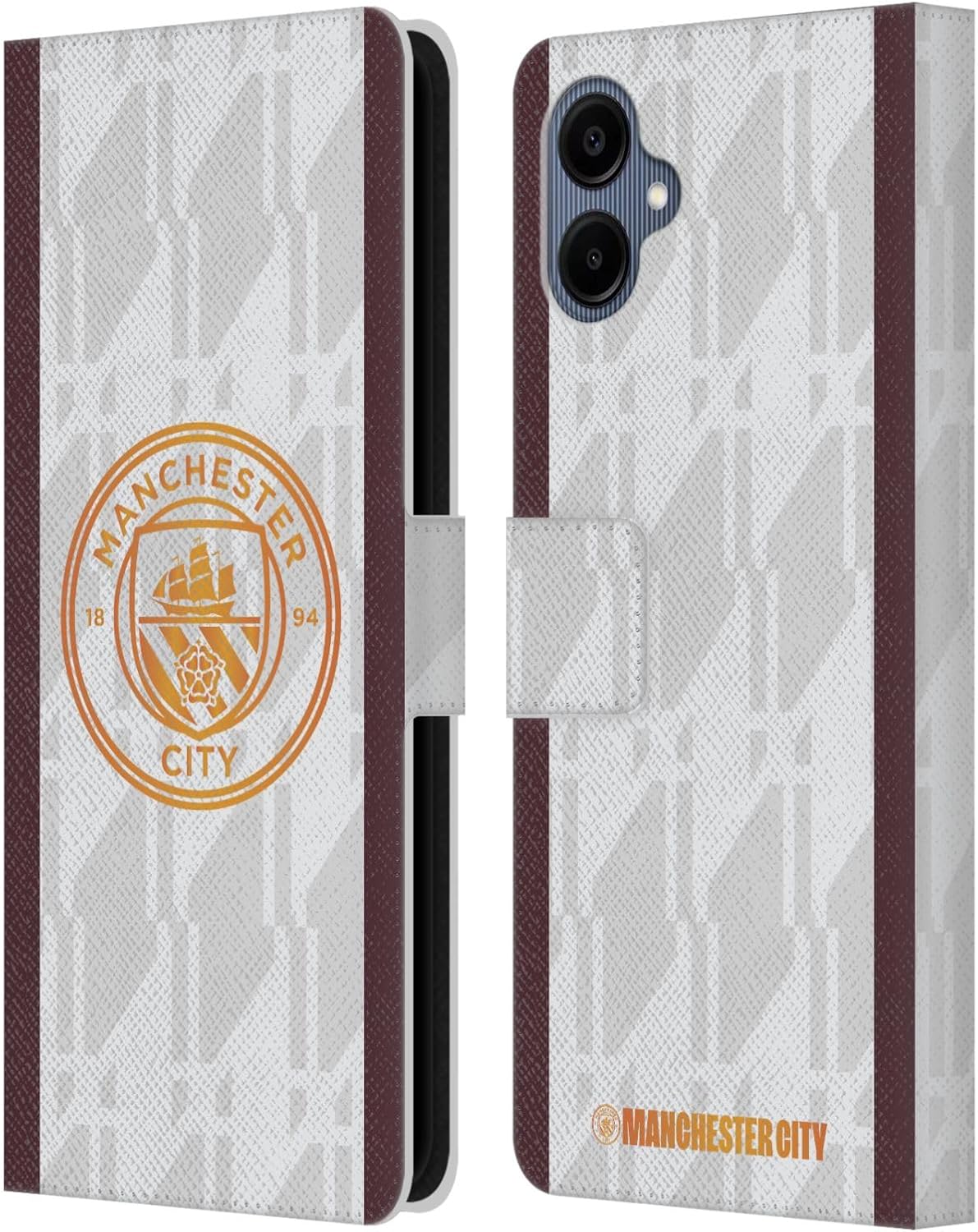 Head Case Designs Officially Licensed Manchester City Man City FC Away 2023/24 Badge Kit Leather Wallet Case Compatible with Samsung Galaxy A06 4G / 5G