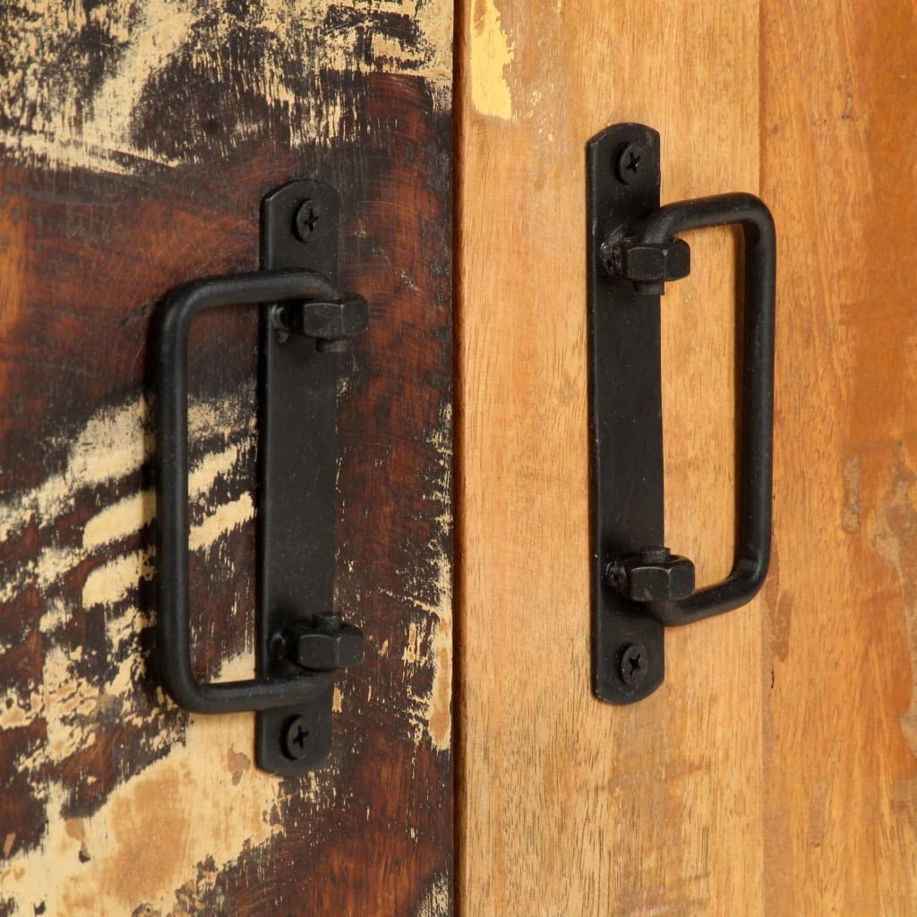 Estantería de 4 niveles, 124 x 30 x 180 cm, con 6 compartimentos y 4 puertas, estilo industrial, estantería de madera maciza y marco de hierro recubierto de polvo, estantería retro para libros