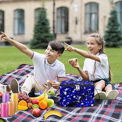 Miniatura 3 de QsirBC Bolsa de almuerzo con aislamiento de estrellas de fantasía para mujeres, reutilizable, bolsa cuadrada de comida para adultos y hombres,