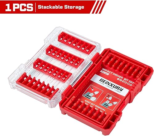 Miniatura 2 de Caja de almacenamiento roja de 1 pieza, caja de piezas pequeñas con divisor desmontable, caja de juego de brocas de destornillador