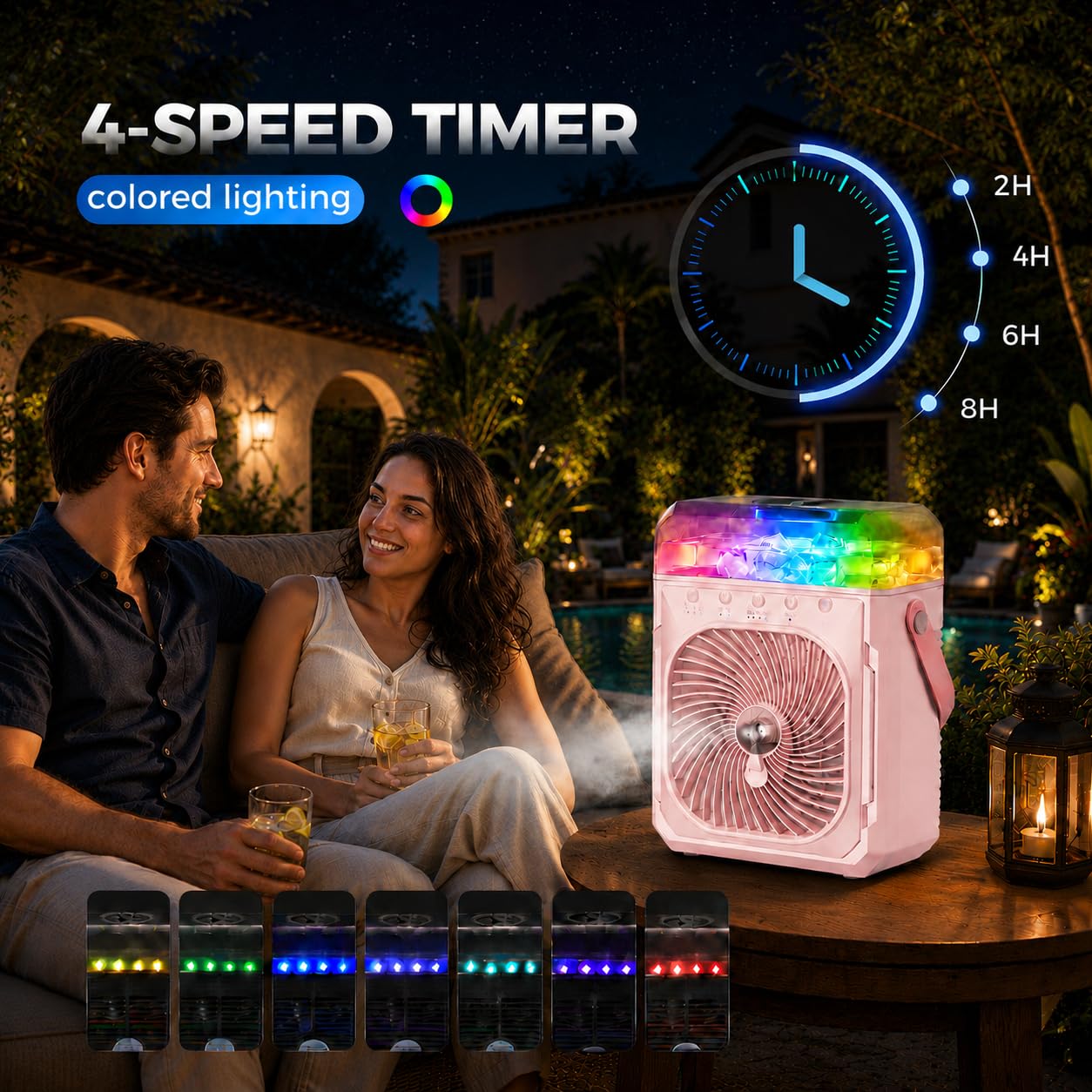 Ausic Ventilador de escritorio para oficina y dormitorio (rosa)