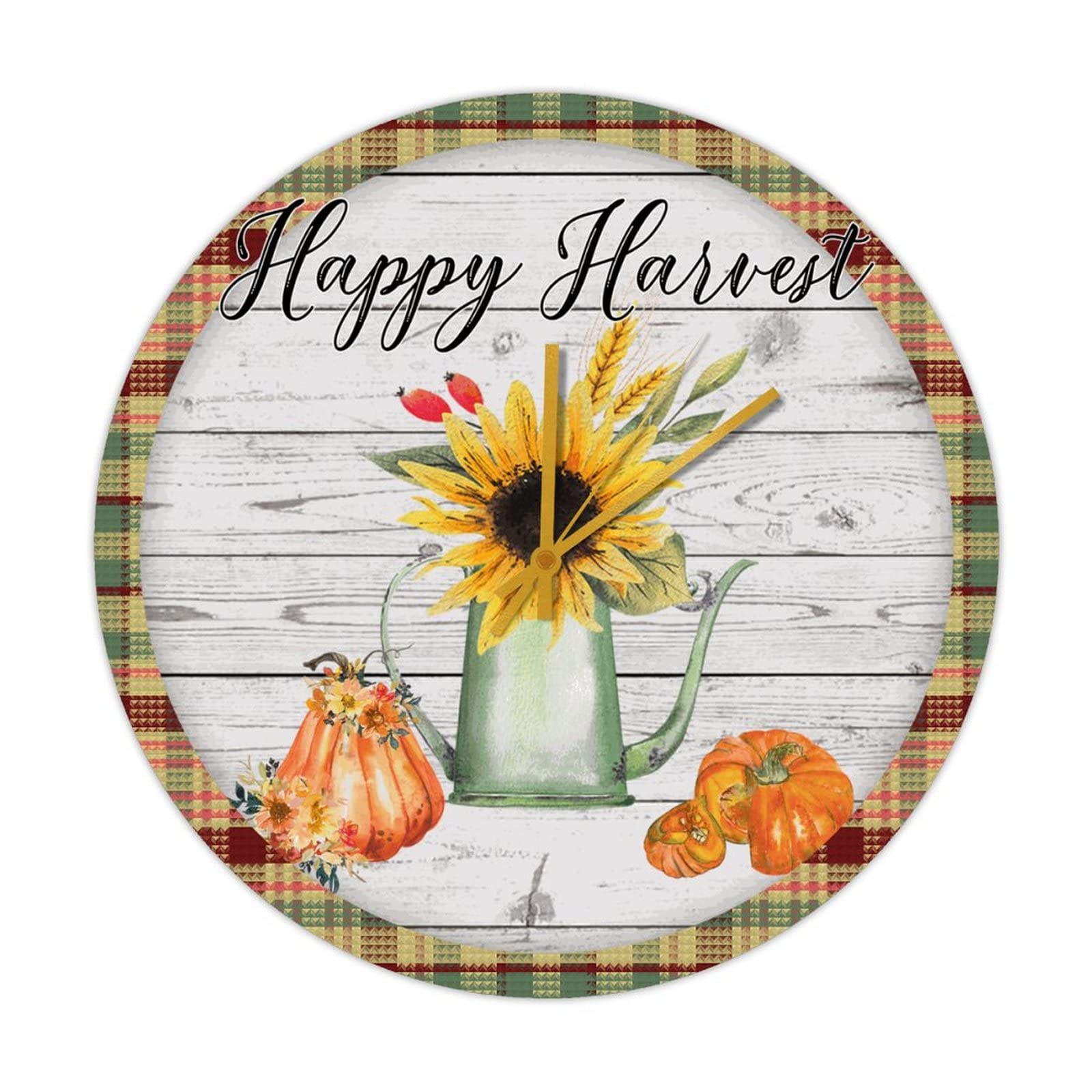 Horloge sans tic-tac silencieuse en bois Happy Harvest 38,1 cm ronde