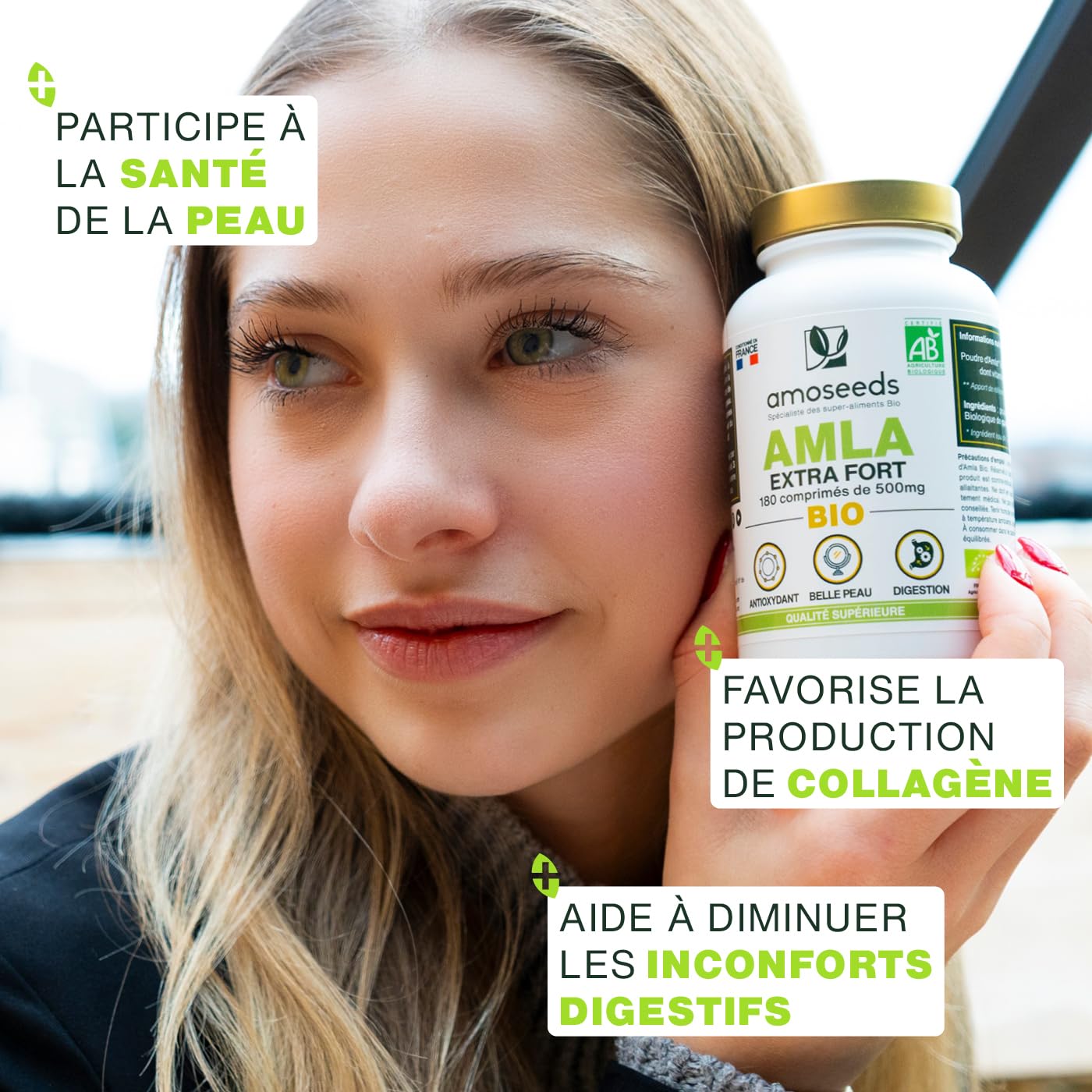 Amla BIO 180 comprimés de 500mg | Peau, Cheveux, Digestion | Amalaki, Groseille Indienne | Qualité Supérieure