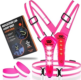 ICOCOPRO LED Reflective Vest Running Gear, High Visibility Running Vest USB Rechargeable Running Lights for Runners with A...