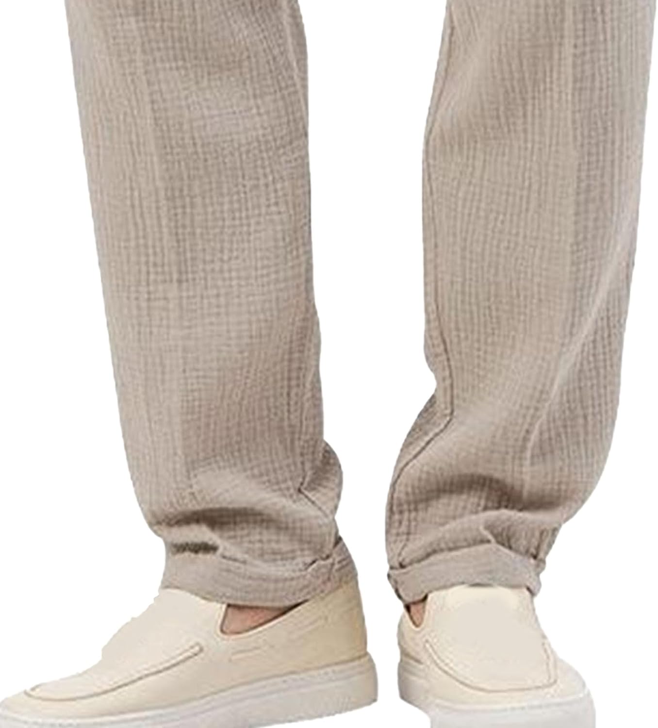 Men's Business Stylish Elastic Waist Pants Loose Fit Casual Summer Trousers Solid Straight Leg Outdoor Pants
