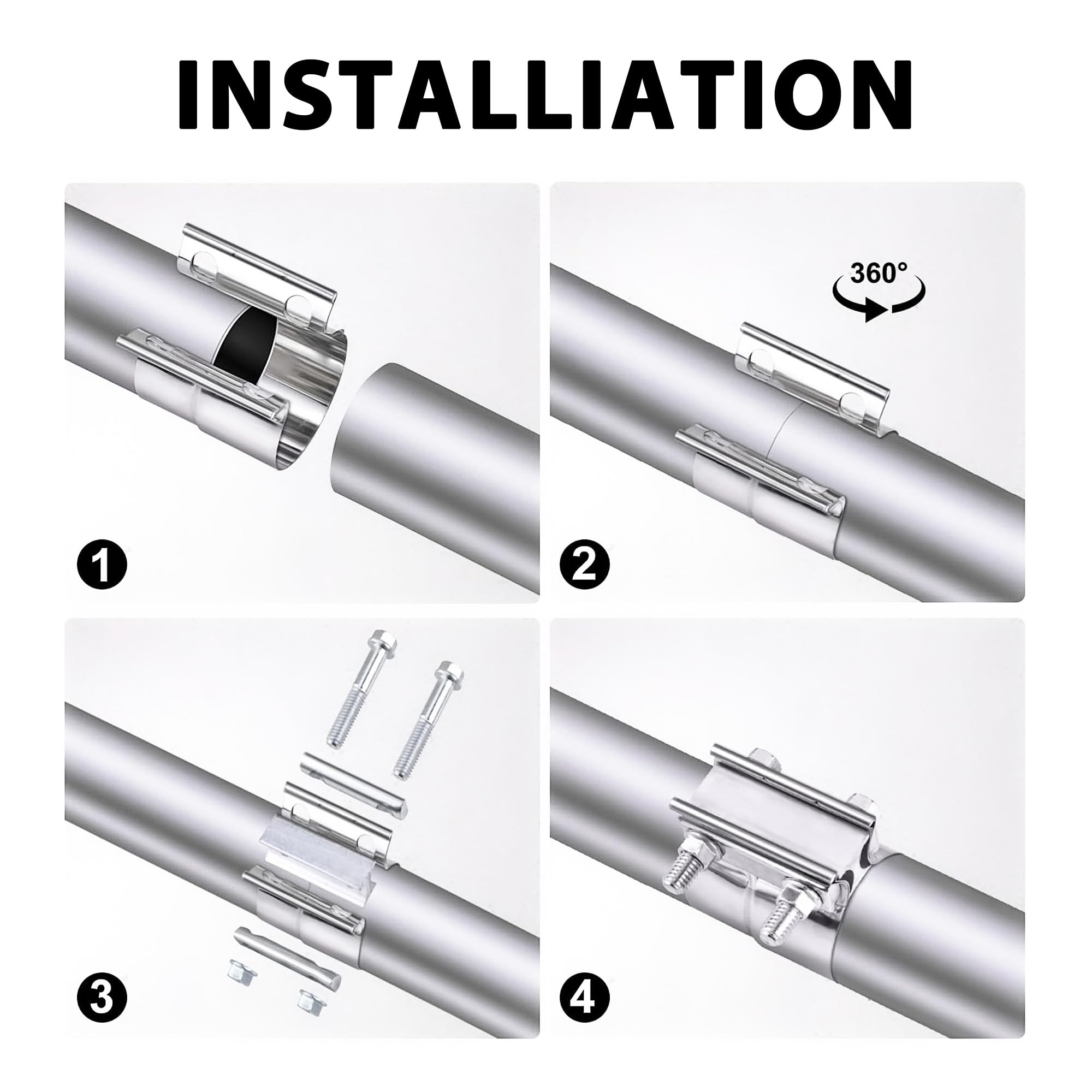 4" Inch Stainless Steel Lap Joint Exhaust Clamp Muffler Sleeve