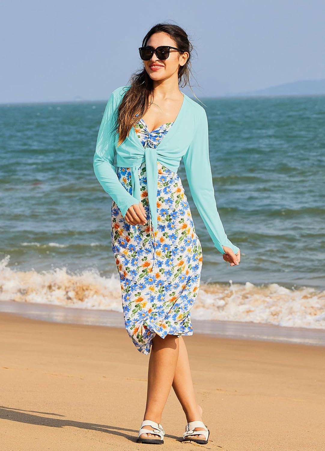 baleaf Women's 2025 UPF 50+ Cropped Cover Up Cardigan Tie Front Lightweight Summer Sun Wrap SPF Shirts Beach Outdoor