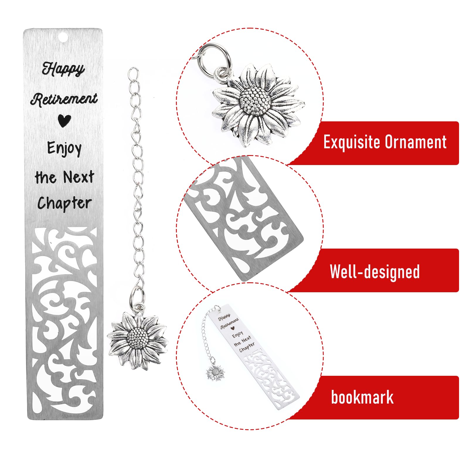 Dimeho Retirement Gifts for Women, Happy Retirement Bookmark Retirement Gift for Coworker Employee Leader Friends Happy Retirement Enjoy The Next Chapter Bookmark Going Away Gifts for Colleagues - Image 3