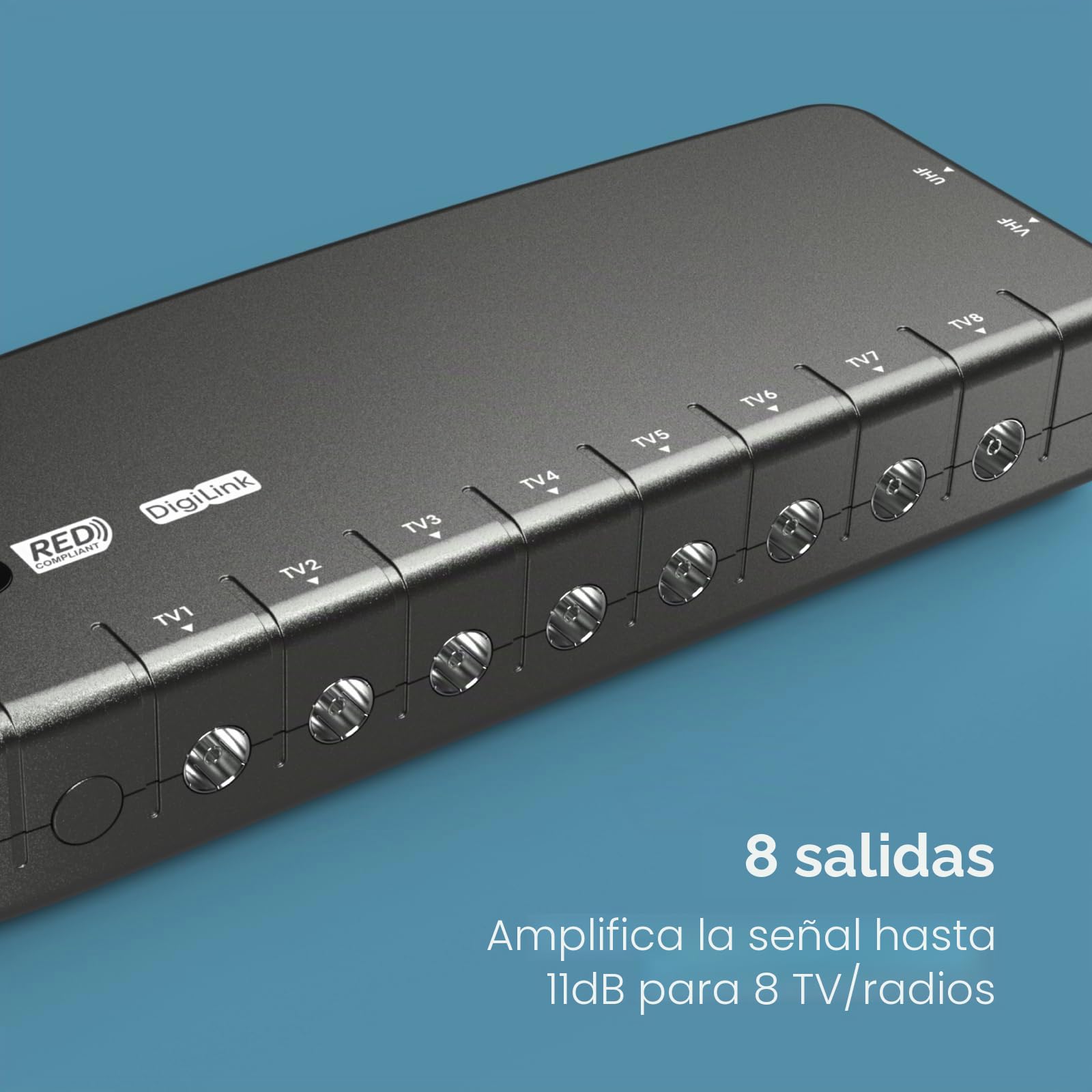 Amplificador de señal, SLx Salida TV 6 27824BMR: distribuye tu señal de TV HD, FM/DAB a hasta 8 ubicaciones diferentes para HD y Freeview, gris, paquete de 1