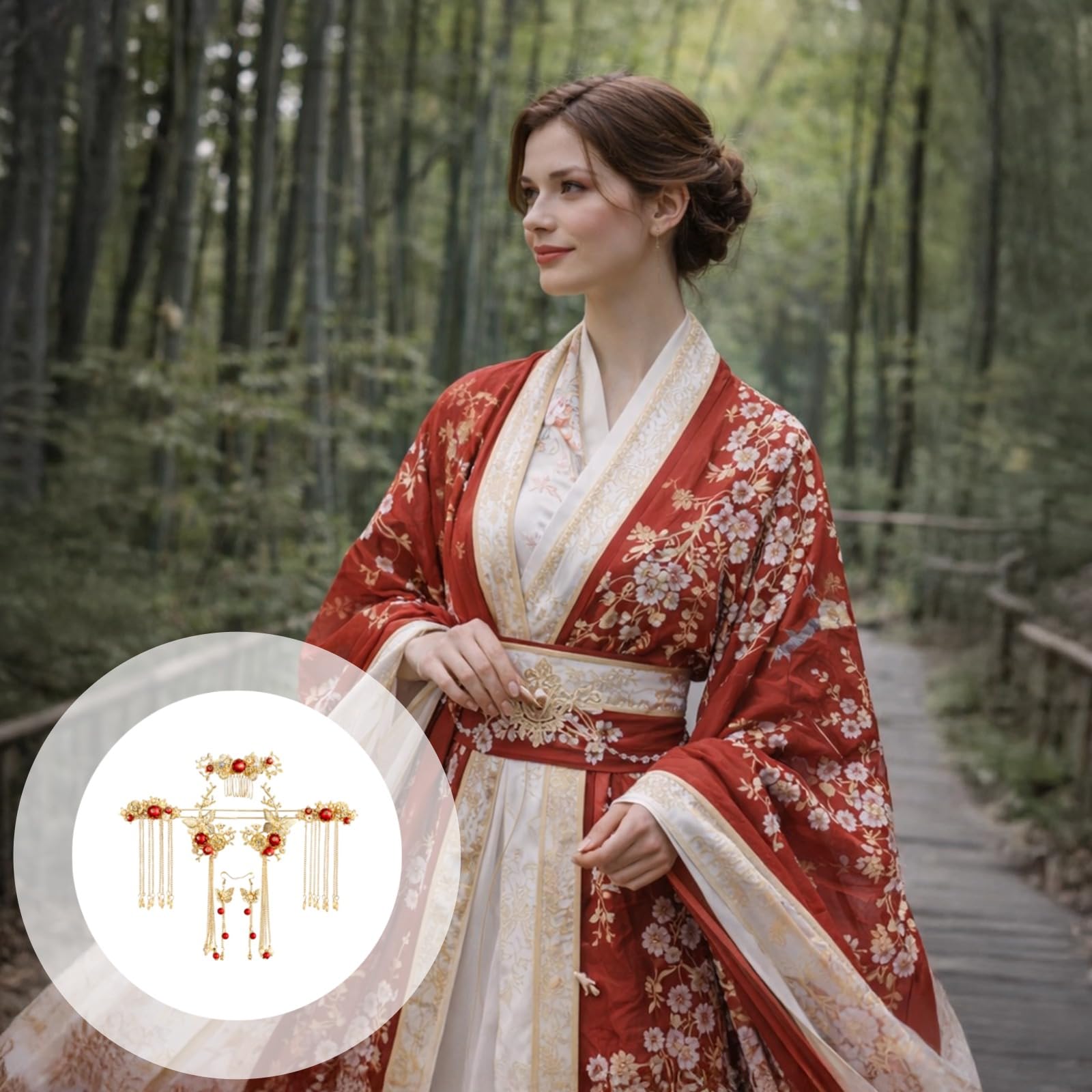 Set d’accessoires cheveux papillon à pampilles, accessoires cheveux Hanfu, peigne épingle à cheveux style classique avec perles, ensemble d’accessoires cheveux pour mariage