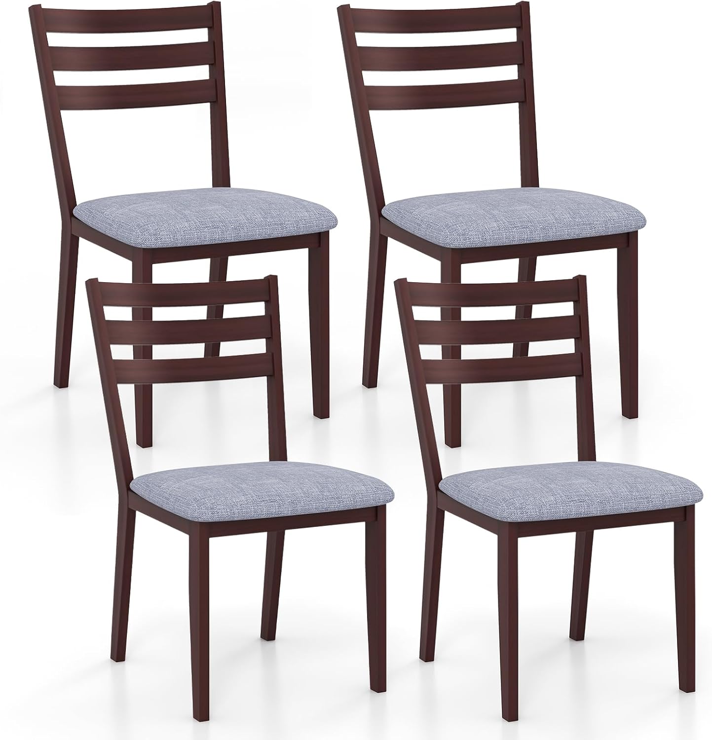 Amazon.com - Giantex Wood Dining Chairs Set of 4, Upholstered Kitchen ...
