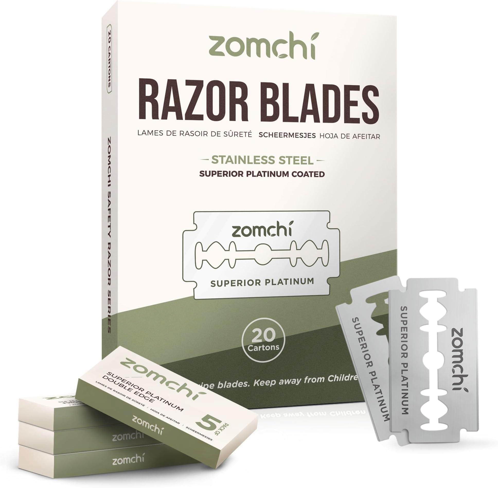 Double Edge Razor Blades 2.0, 100 Counts Safety Razor Blades for Shaving, Platinum Stainless Steel Shaving Blades for Men and Women, Fits All Standard Double Edge Razors